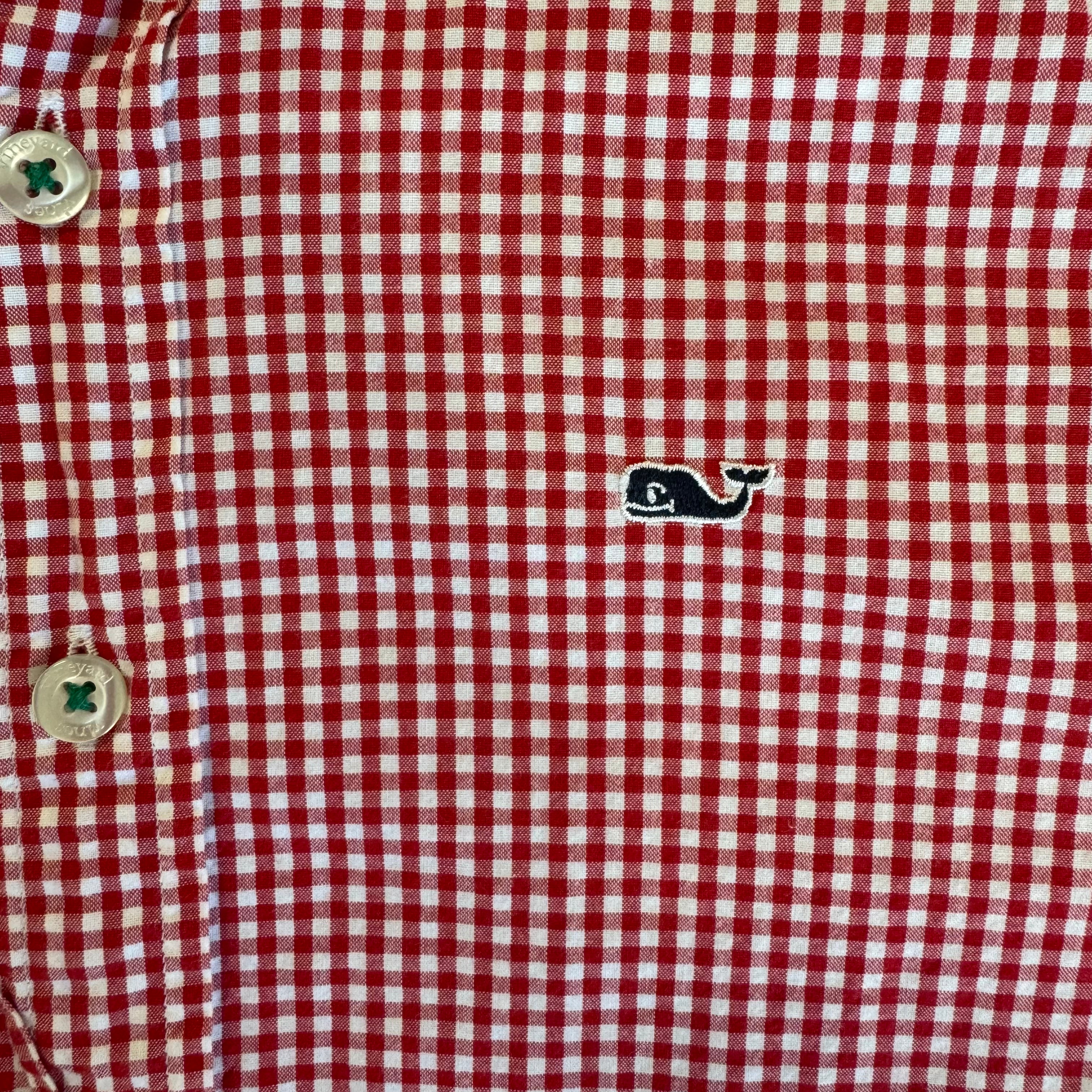 Vineyard Vines Button Down, Red Gingham Boys Size L(16)