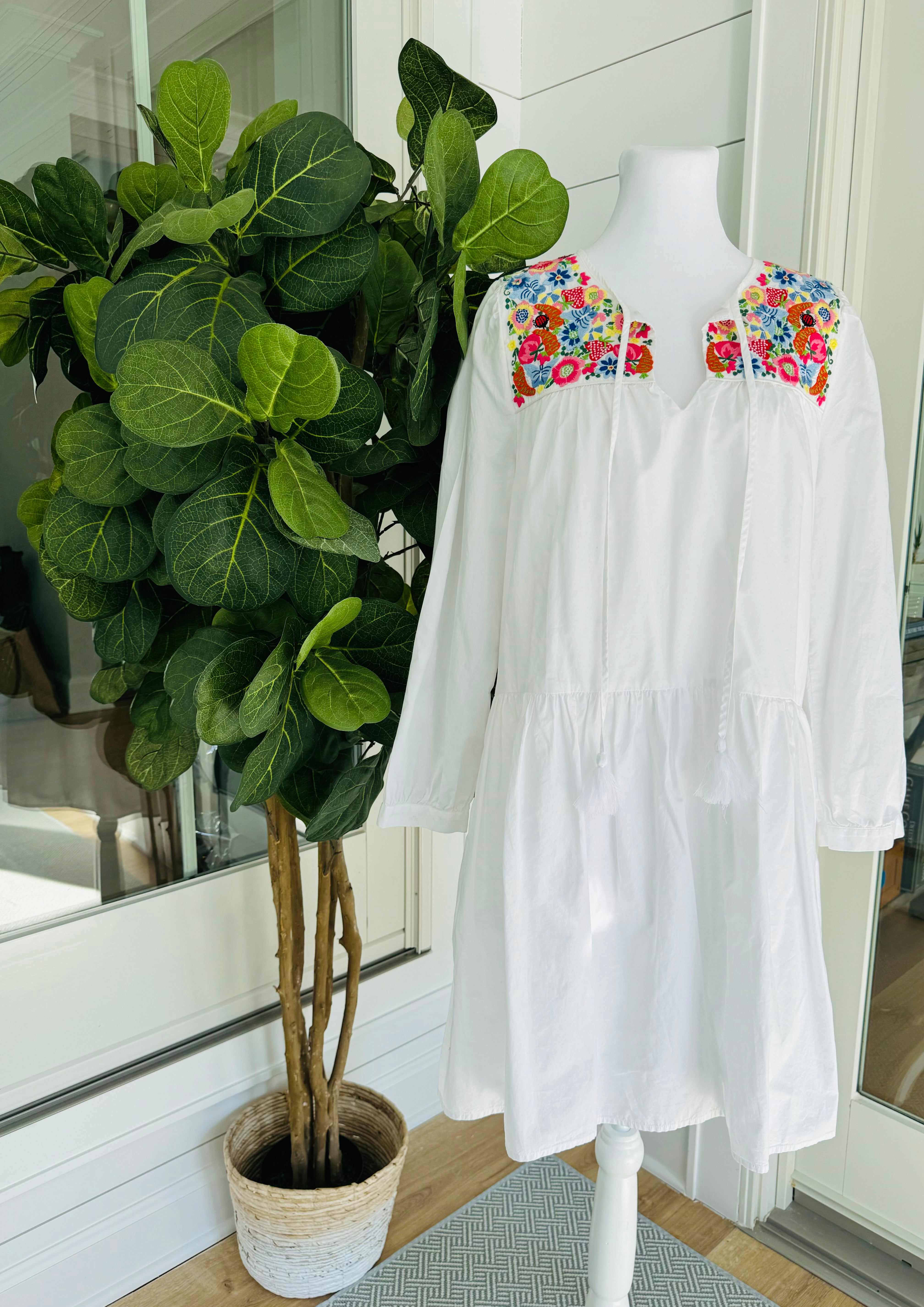 J.Crew Embroidered Dress, White Womens Size S