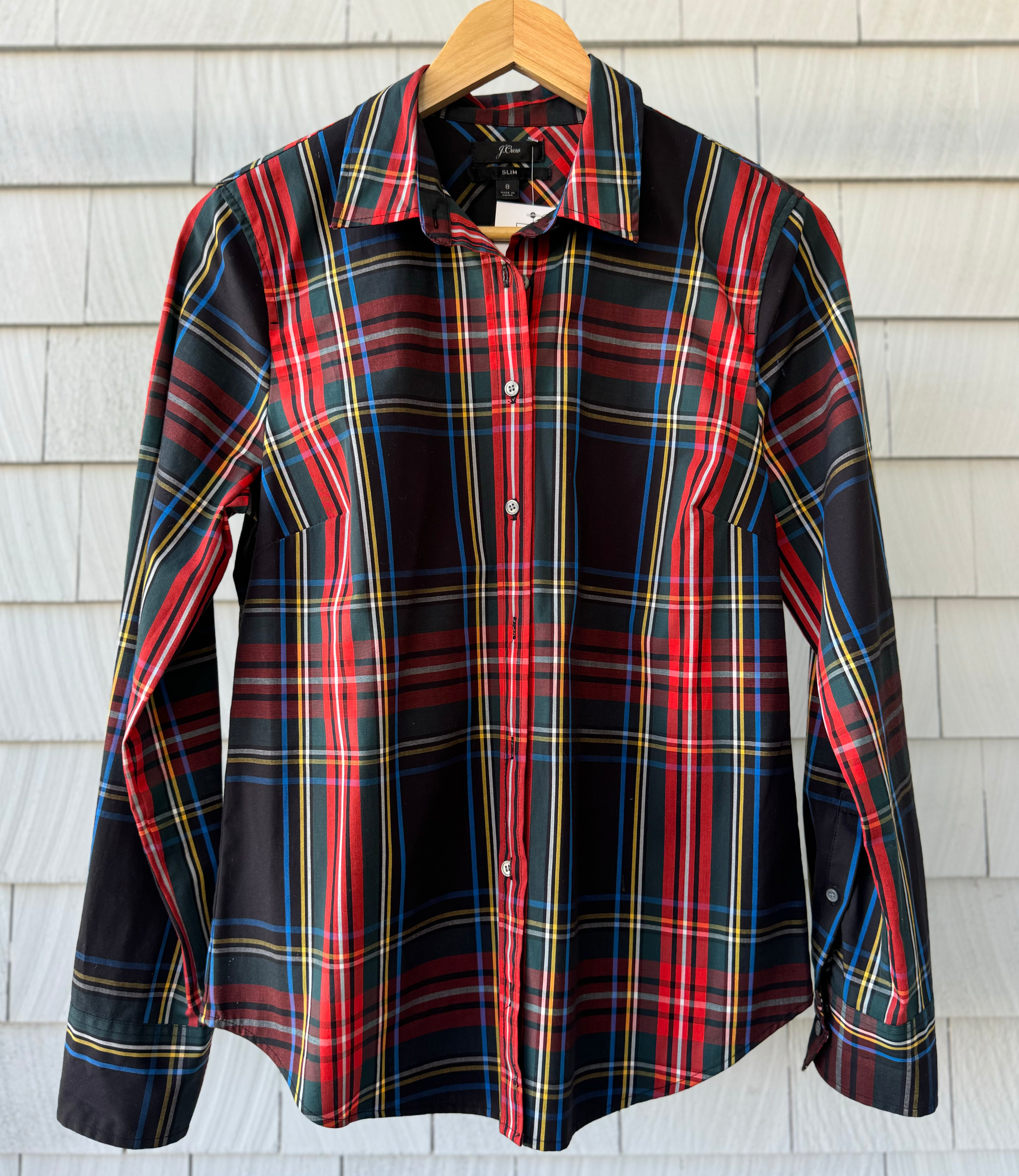J.Crew Plaid Button Shirt, Black/Red Multi Boys Size 8 in excellent condition — Recycled Lines, Fairfield CT | Premium Sustainable Consignment