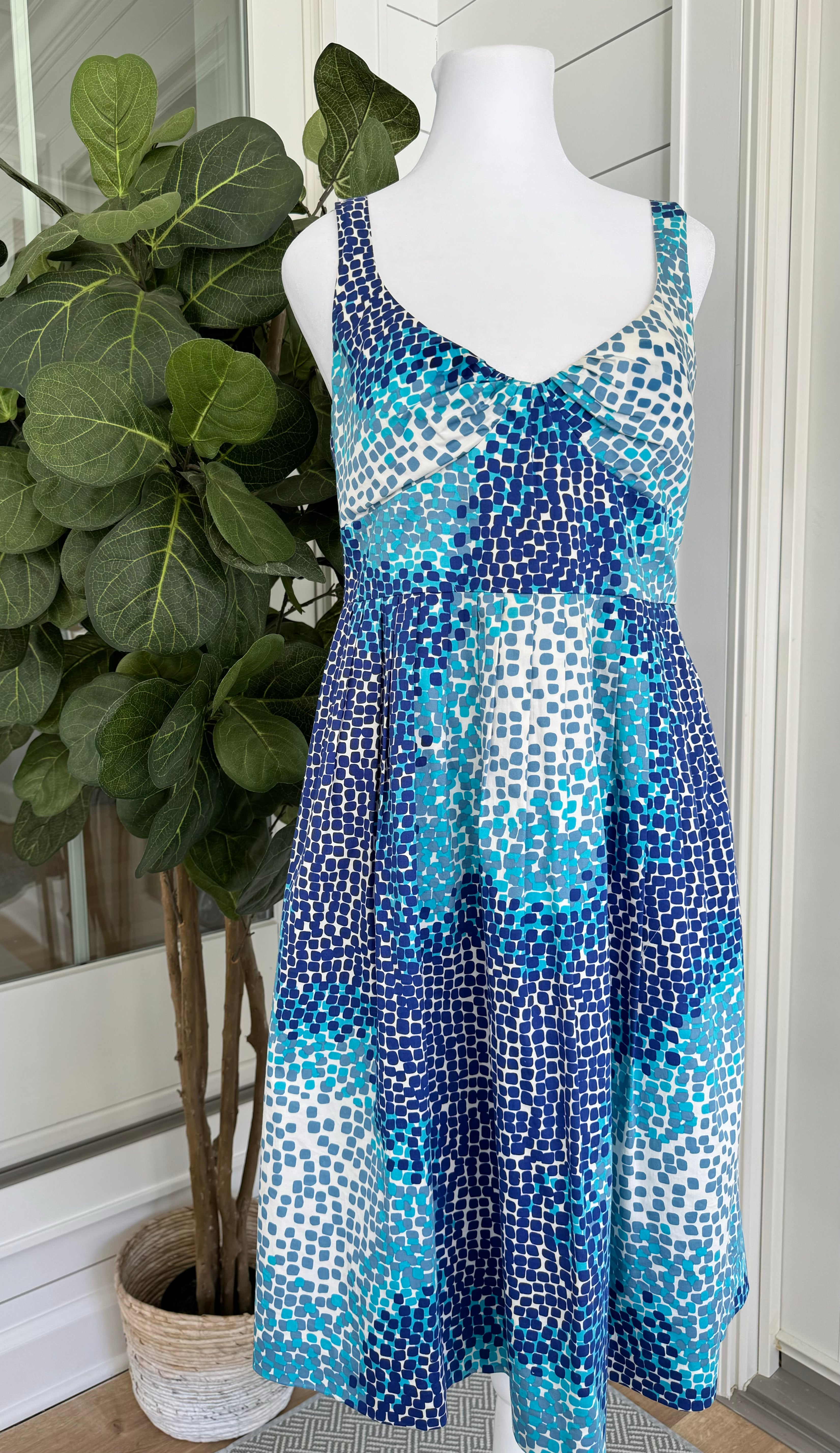 Cynthia Steffee Midi Dress, Blue/White Womens Size 10