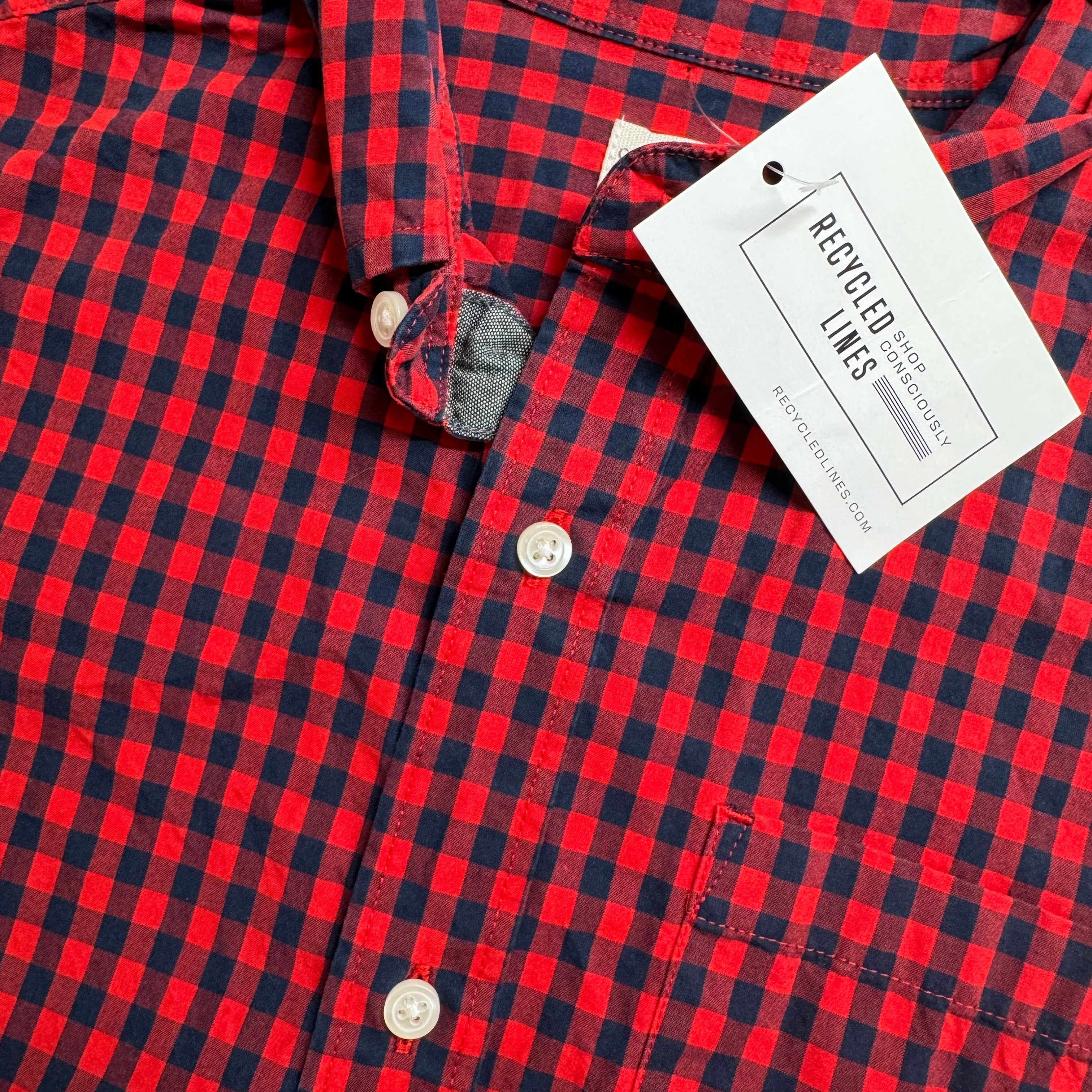 Crewcuts Button Down, Red/Navy Boys Size 10 in excellent condition — Recycled Lines, Fairfield CT | Premium Sustainable Consignment