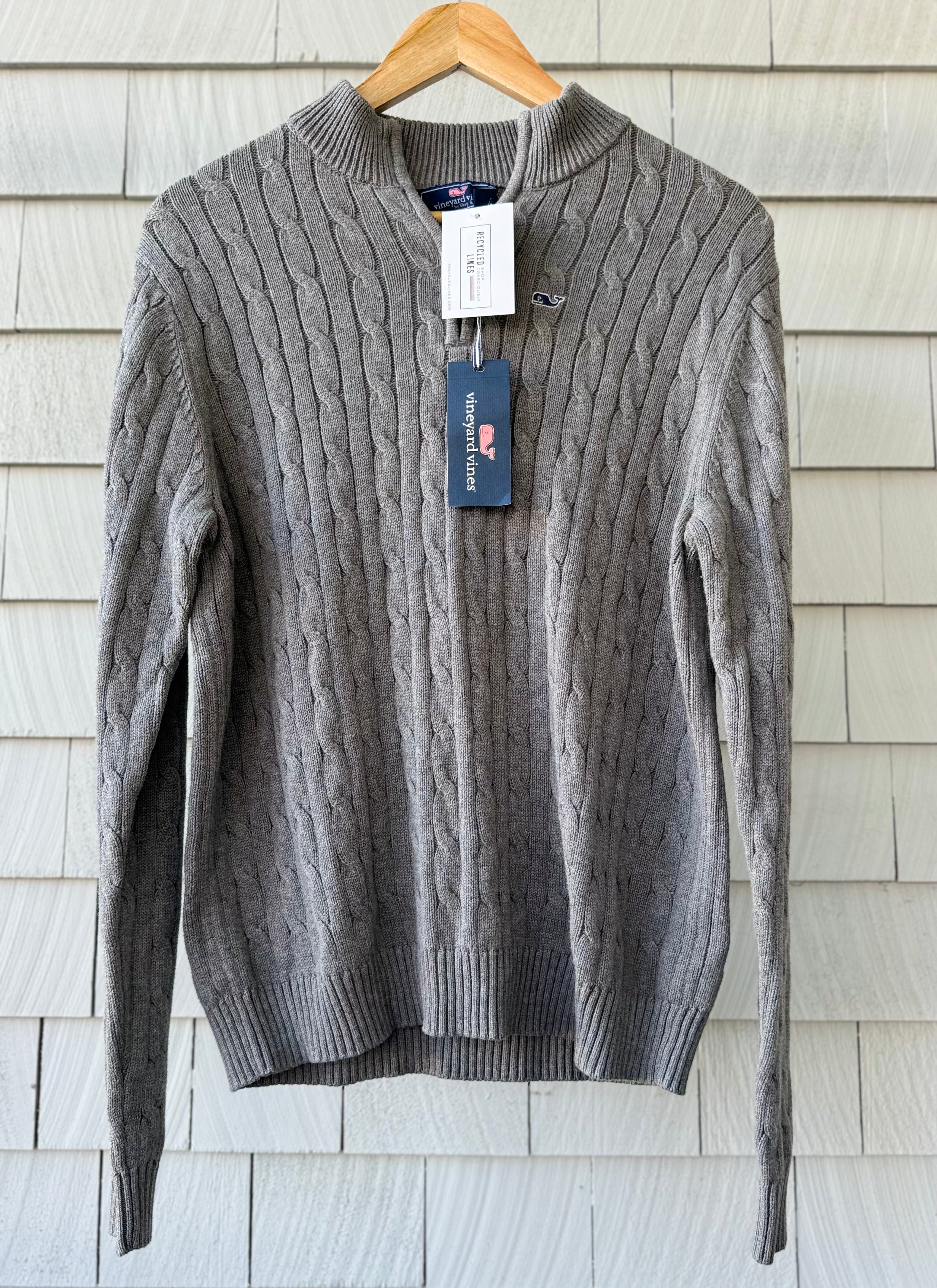 Vineyard Vines 1/4 Zip Sweater NWT, Grey Boys Size XL in new with tags — Recycled Lines, Fairfield CT | Premium Sustainable Consignment