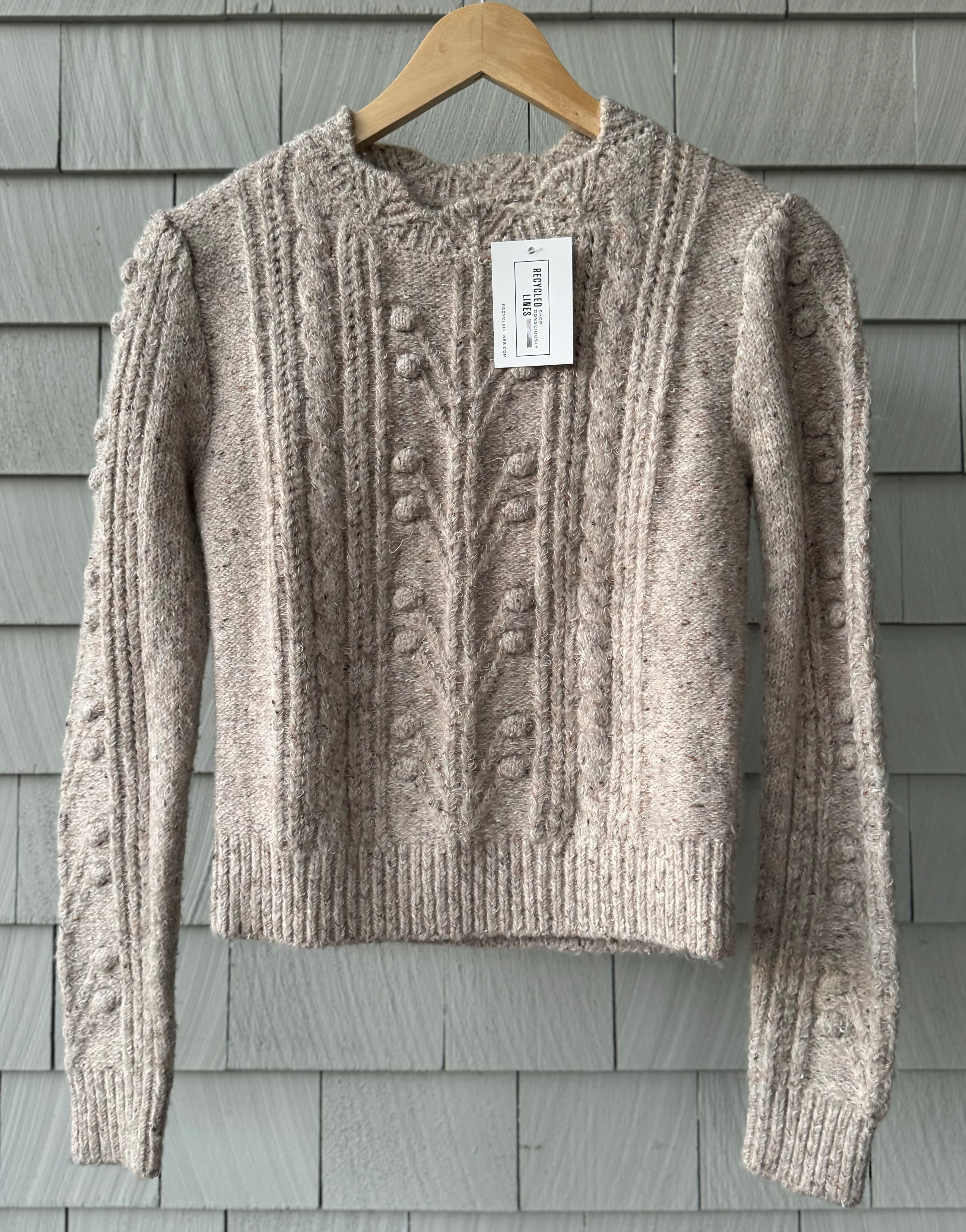 Grade & Gather Scalloped Crewneck Sweater, Oatmeal Womens Size S