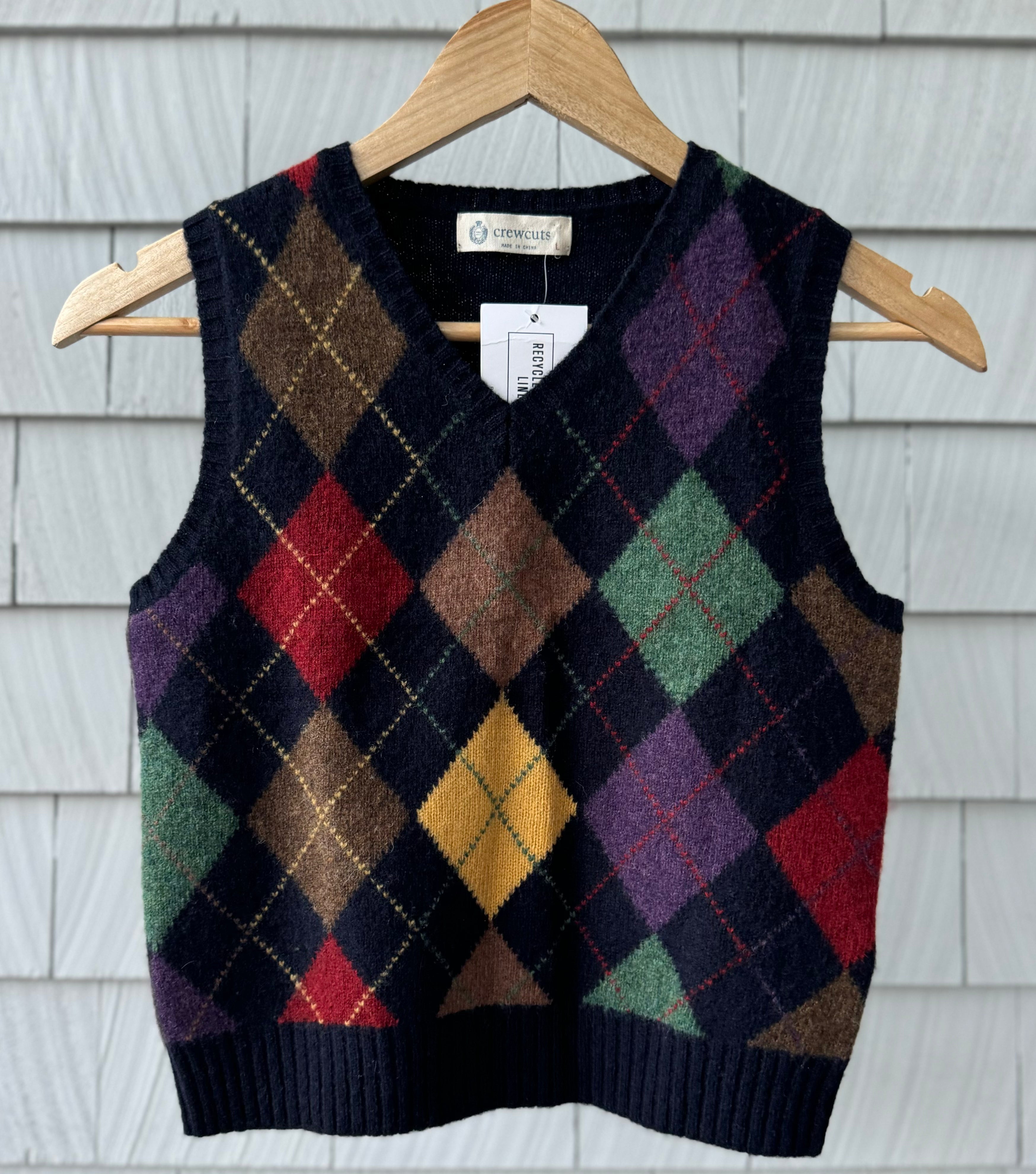 Crewcuts Argyle Sweater Vest, Navy Boys Size L in excellent condition — Recycled Lines, Fairfield CT | Premium Sustainable Consignment