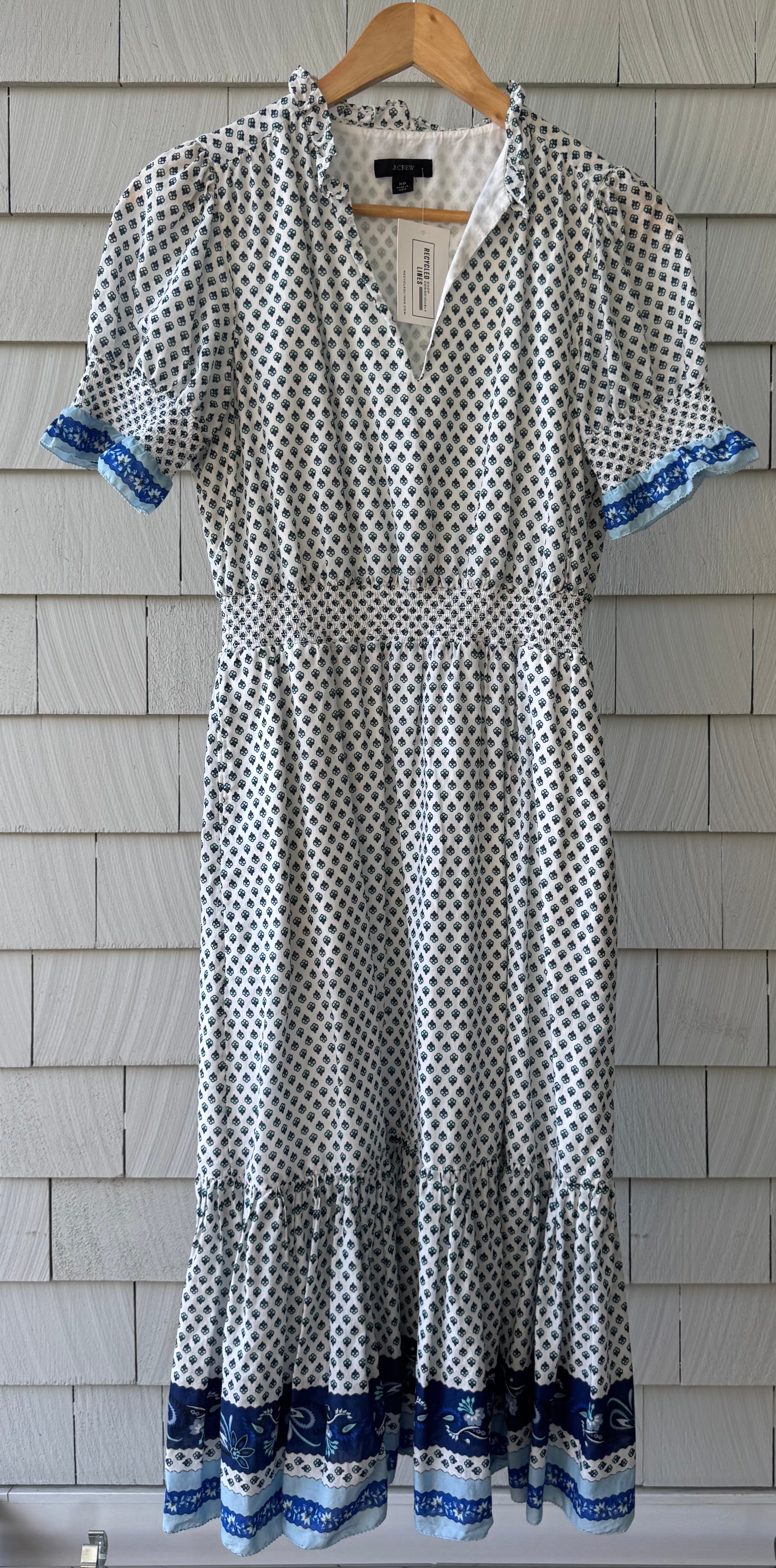 J.Crew V-Neck Sundress, Teal/Blue/White Womens Size XS