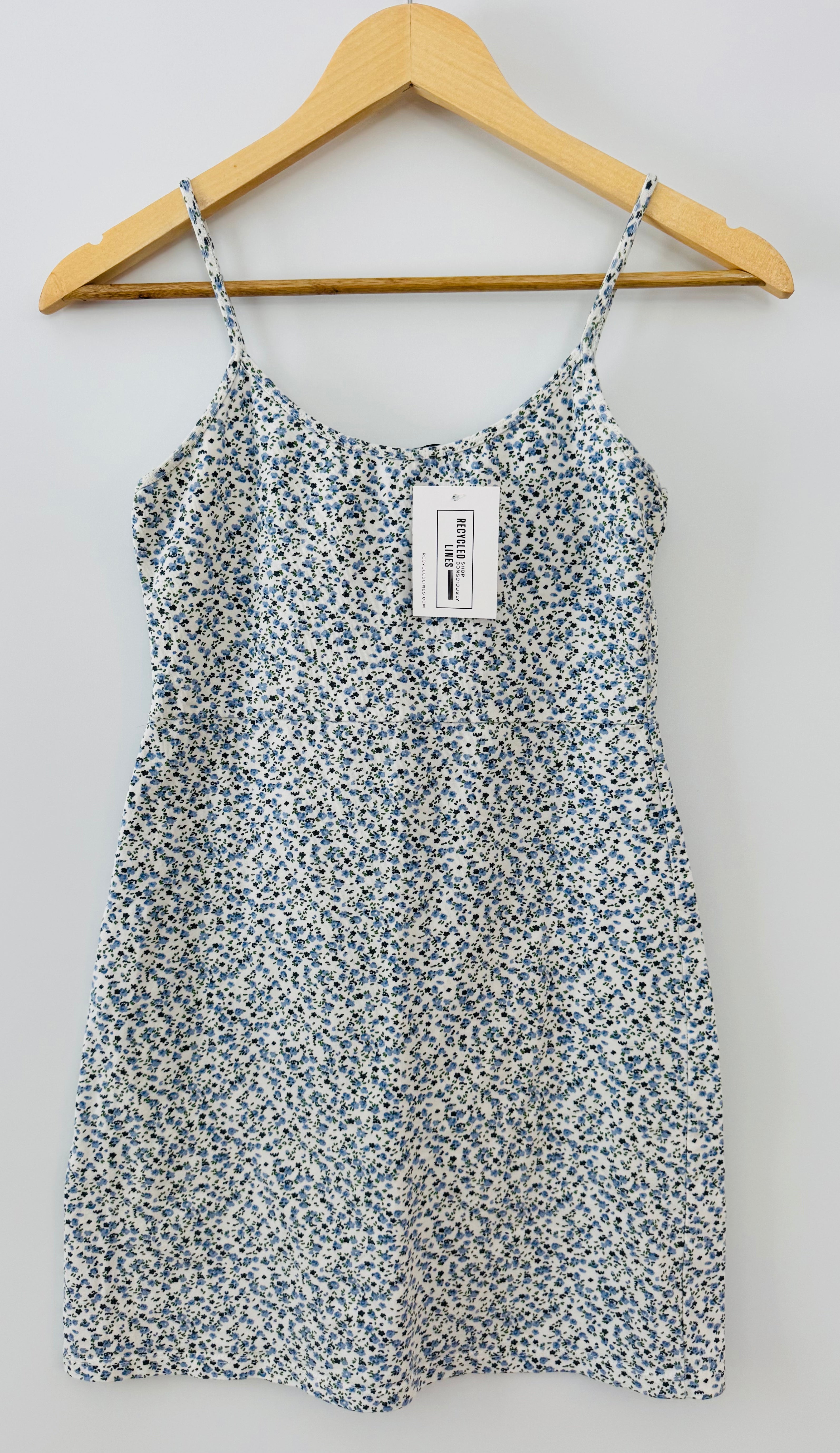 Brandy Melville Floral Slip Dress, Blue/White Womens O/S