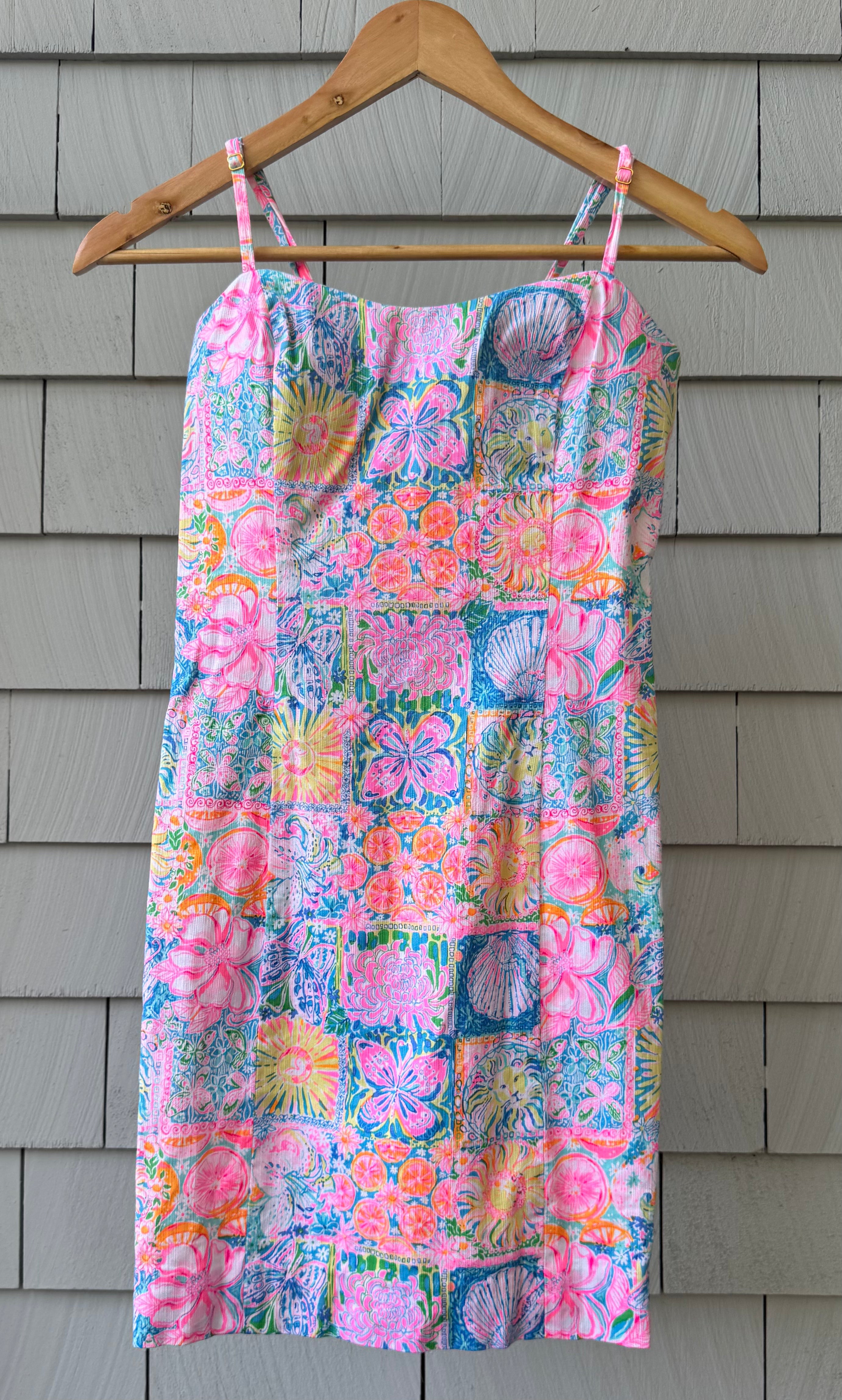 Lilly Pulitzer Patchwork Dress, Pink/Orange/Blue Womens Size 2