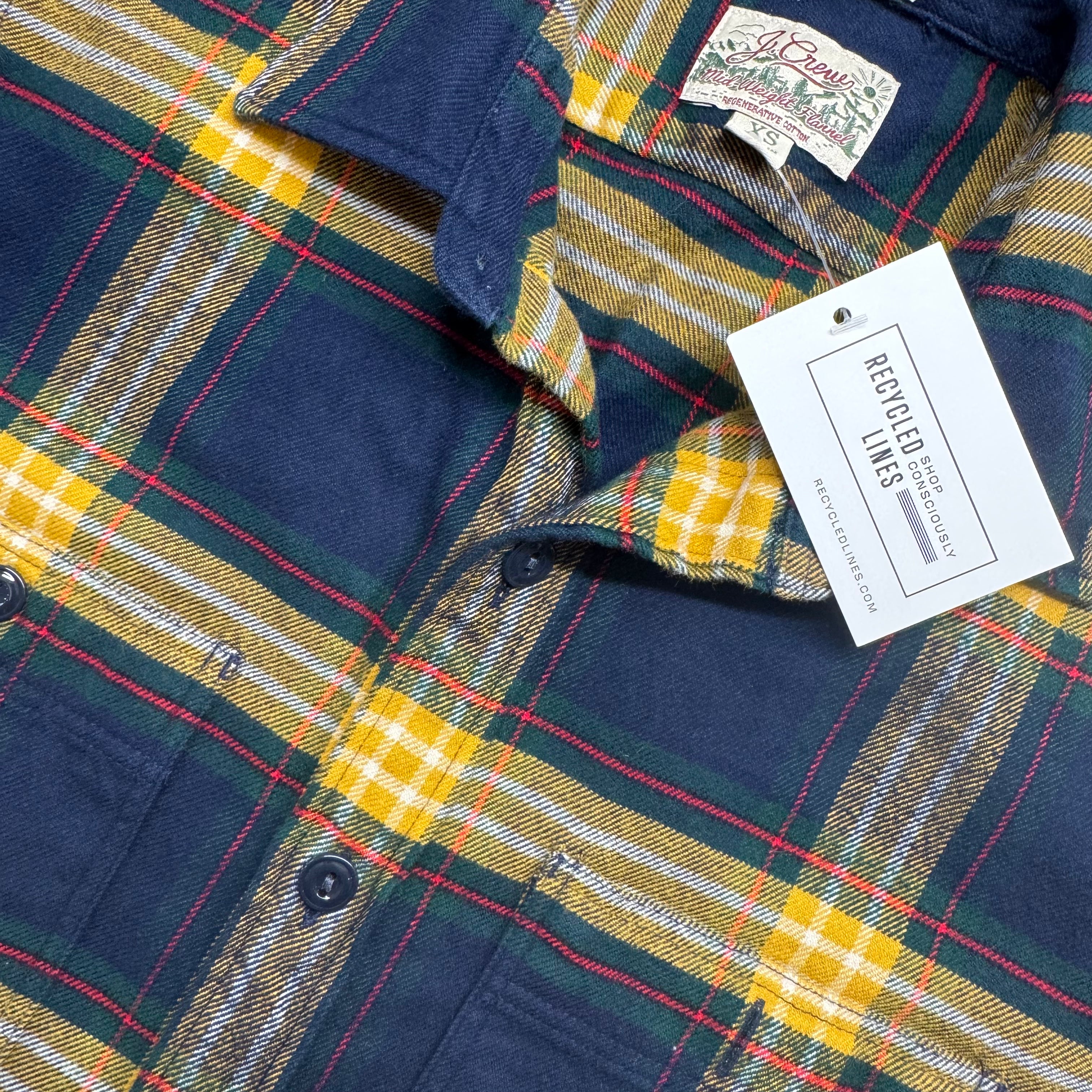J.Crew Flannel Button Down, Navy/Yellow Mens Size XS — Recycled Lines Premium Consignment