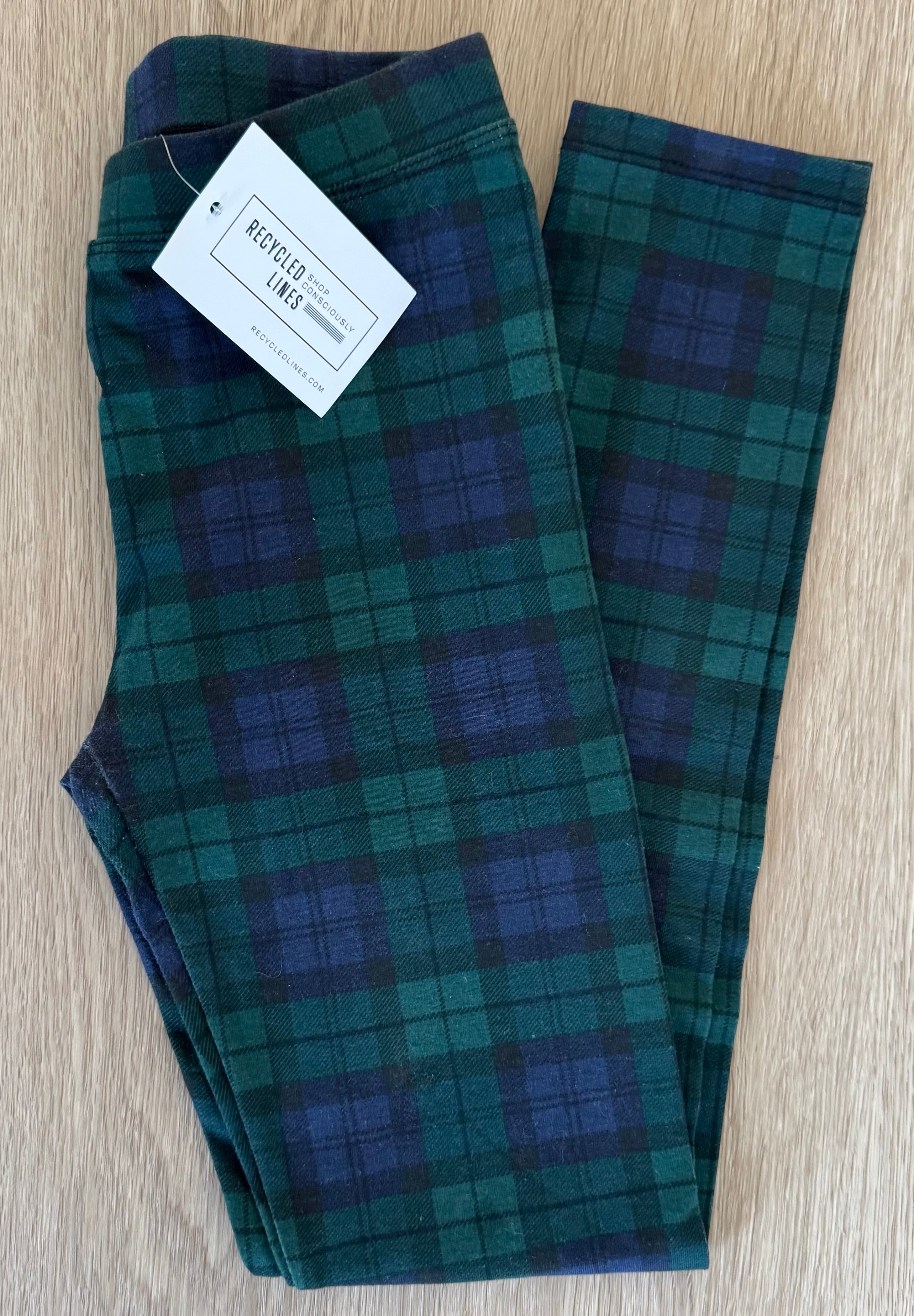 Crewcuts Plaid Leggings, Navy/Green Girls Size 10