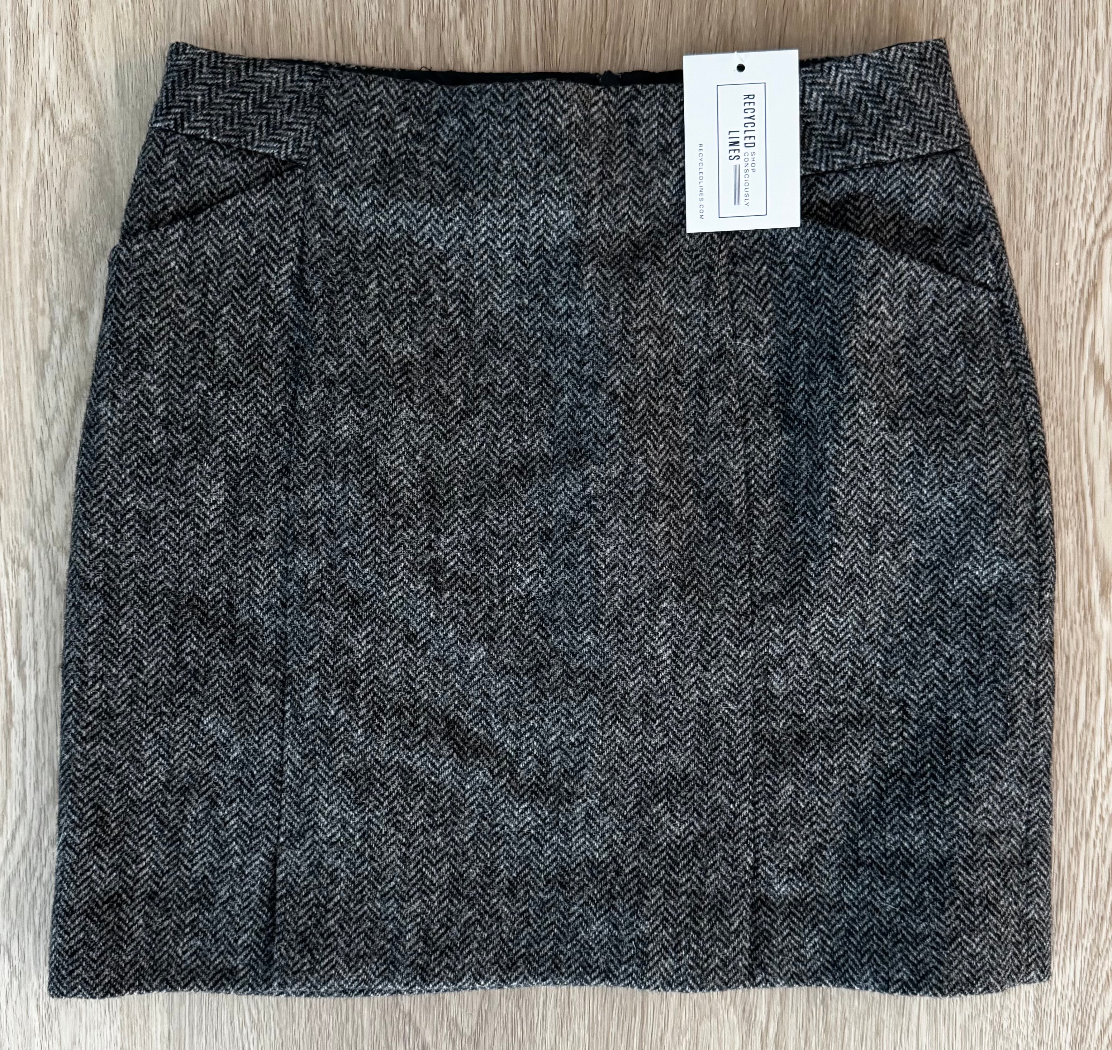 Boden British Tweed Skirt, Gray/Black Womens Size 2S