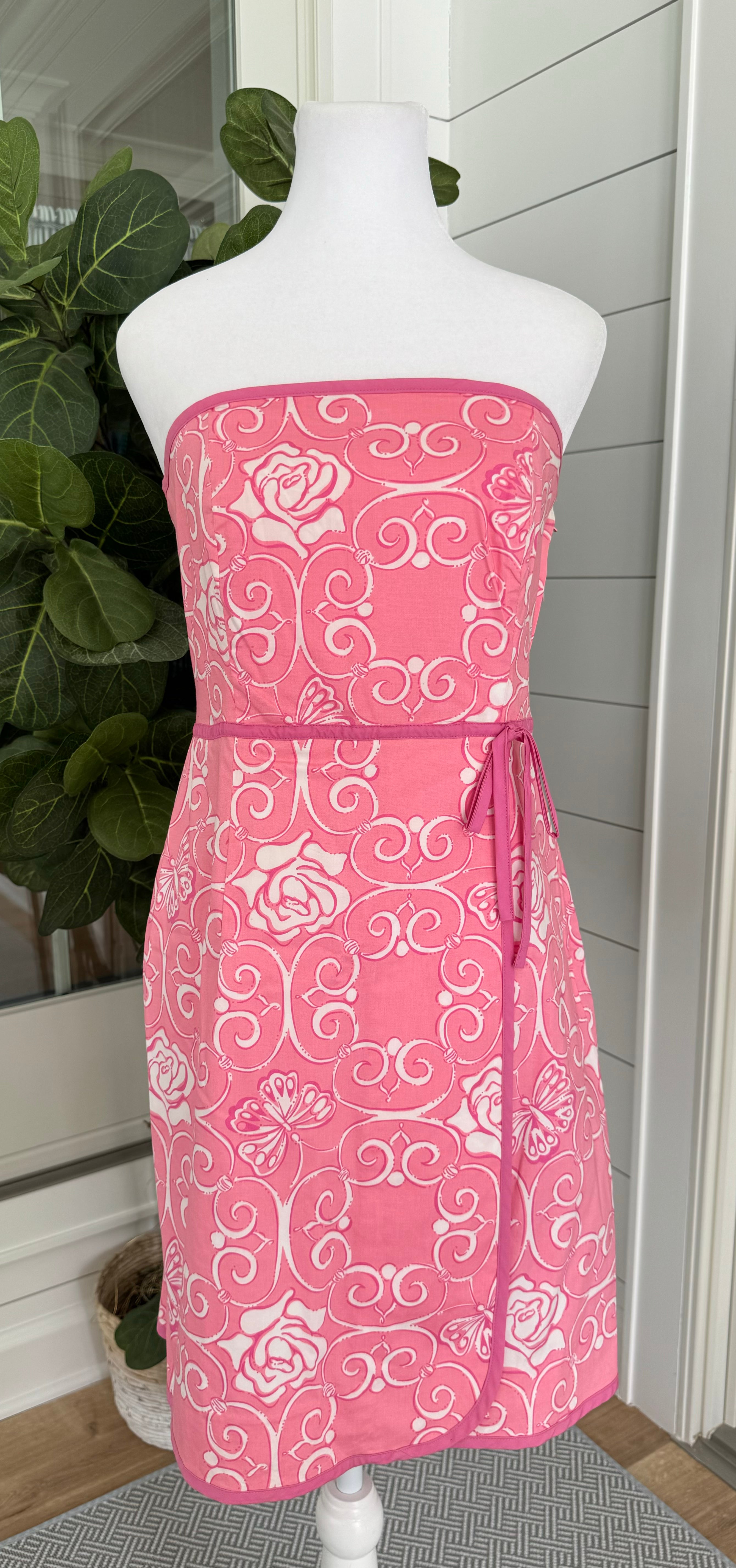 Lilly Pulitzer Vintage Strapless Rose Dress, Pink Womens Size 8