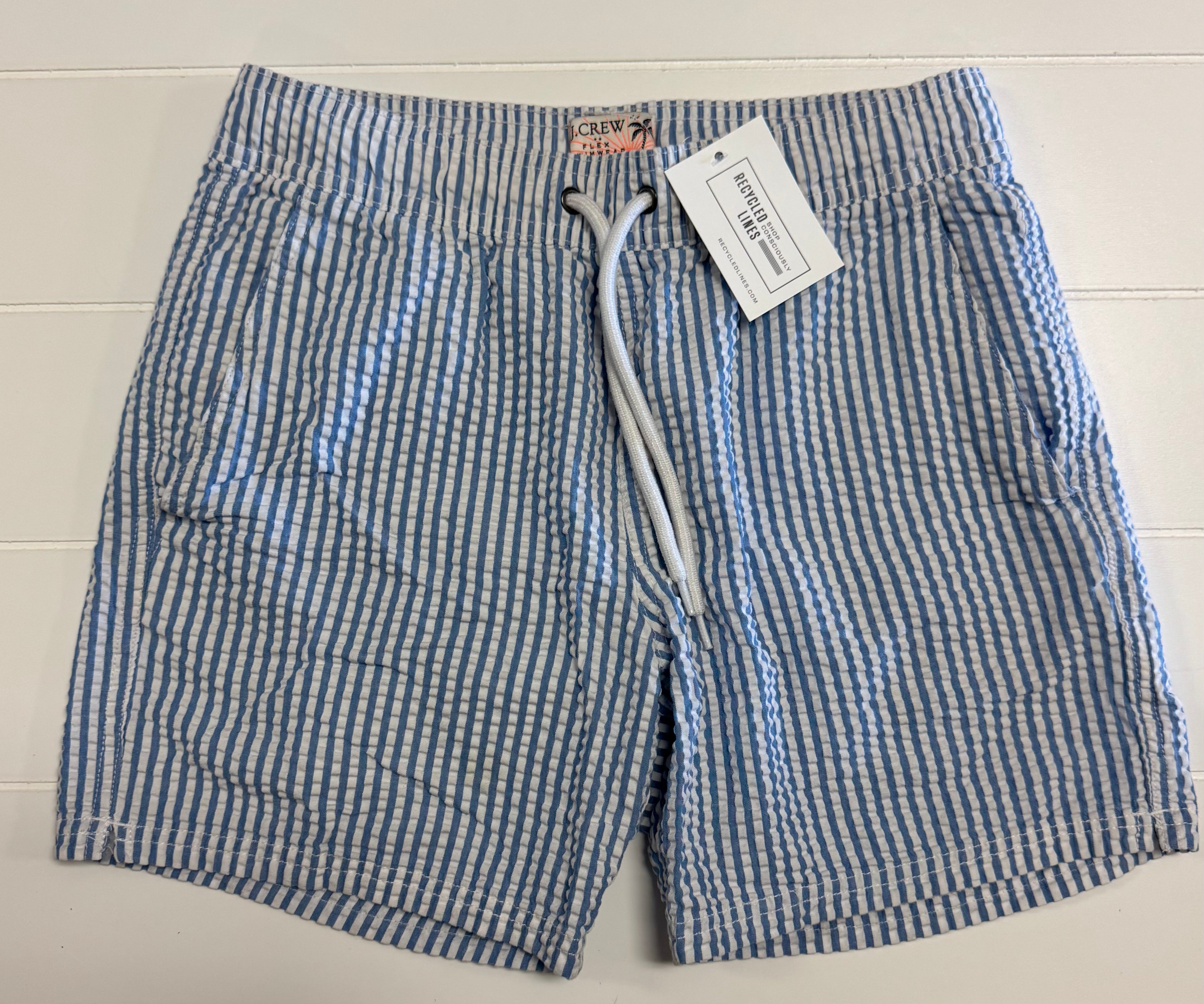 J.Crew Searsucker, Bathing Suit, Blue/White Mens Size S in excellent condition — Recycled Lines, Fairfield CT | Premium Sustainable Consignment