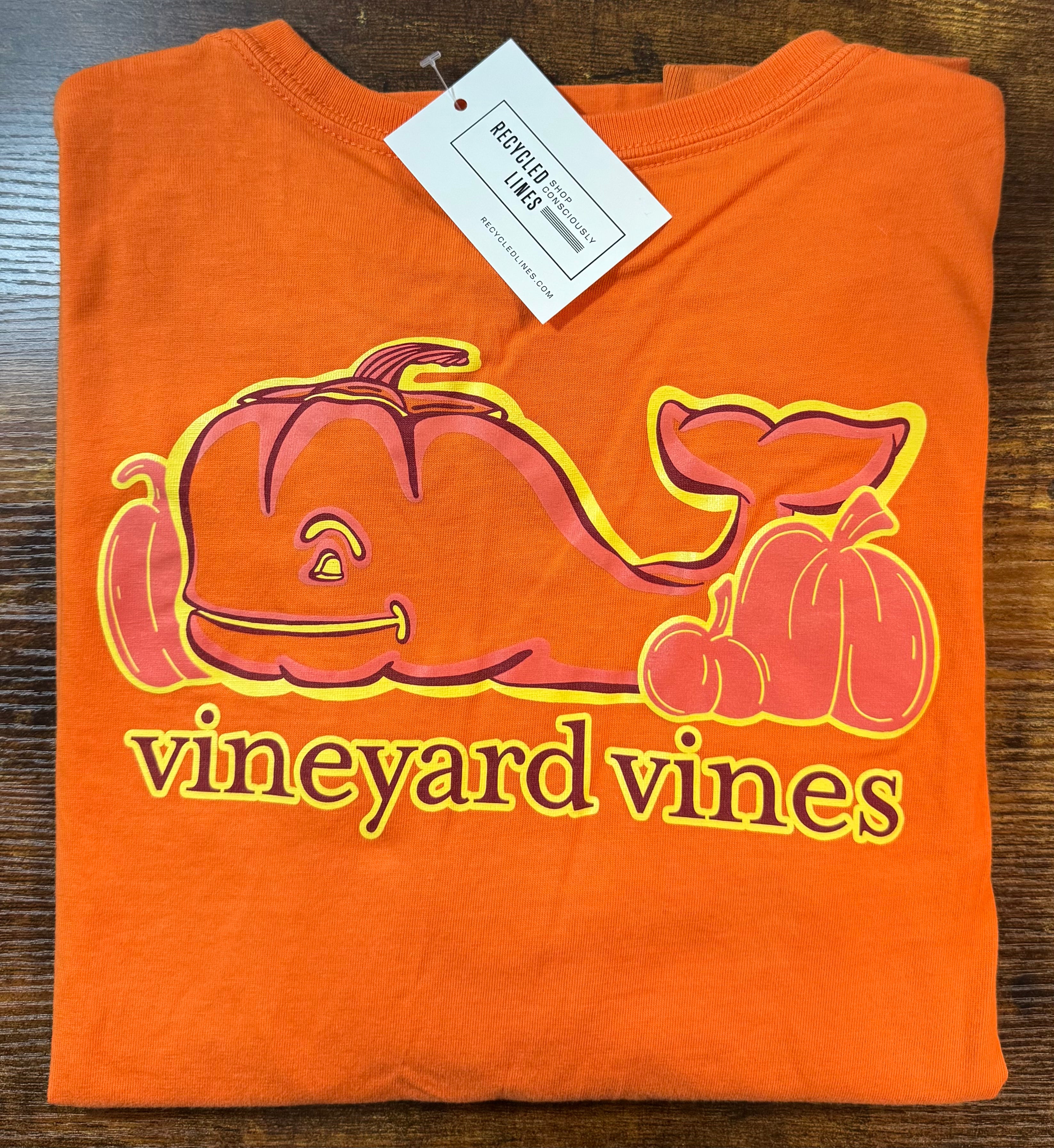 Vineyard Vines Pumpkin Whale Tee, Orange Boys Size M (12/14)