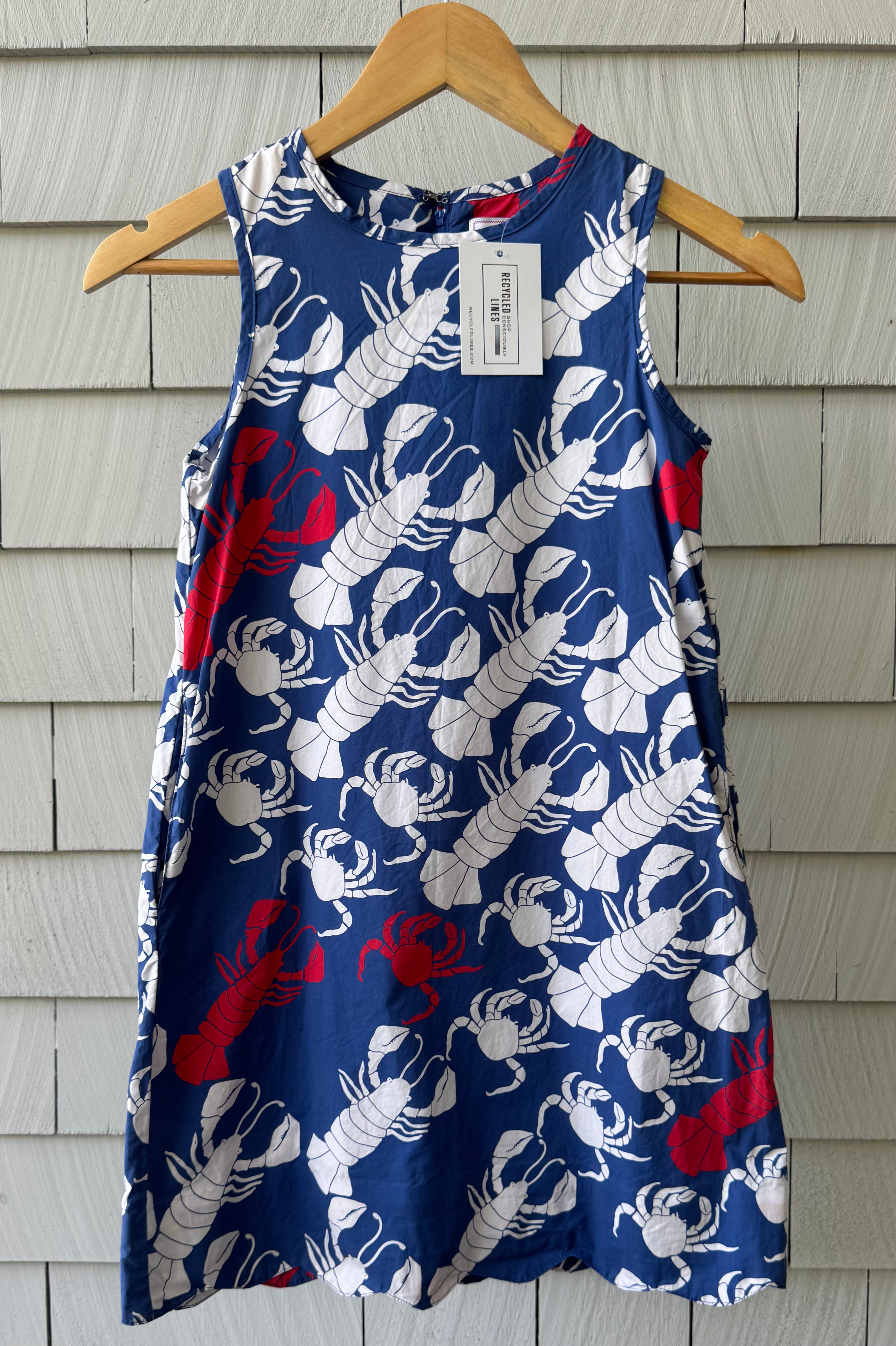 Classic Prep Lobster Shift Dress, RWB Girls Size 10