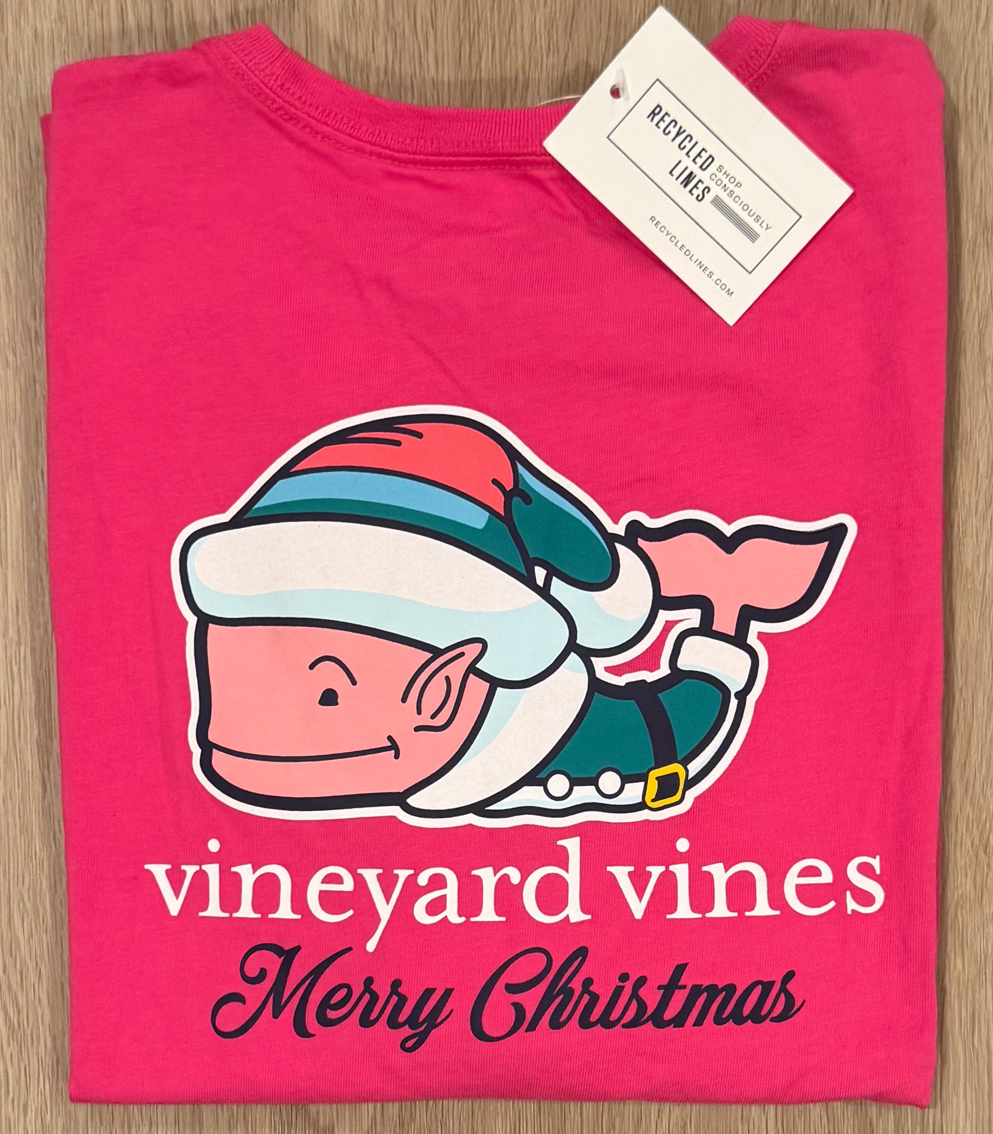 Vineyard Vines Elf Holiday Shirt, Pink Girls Size XL (16)