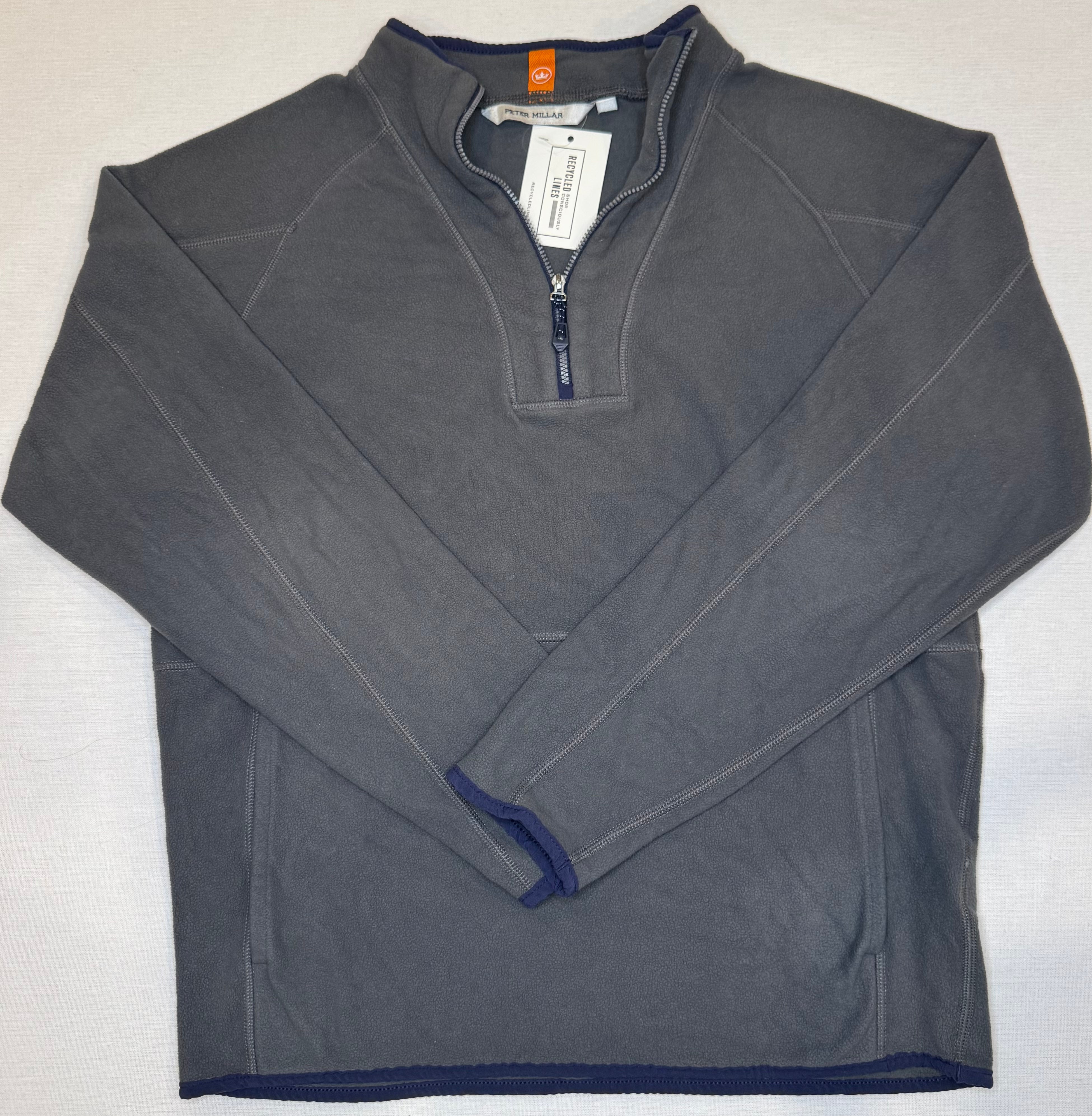 Peter Millar Fleece 1/4 Zip Pullover, Charcoal Mens Size M