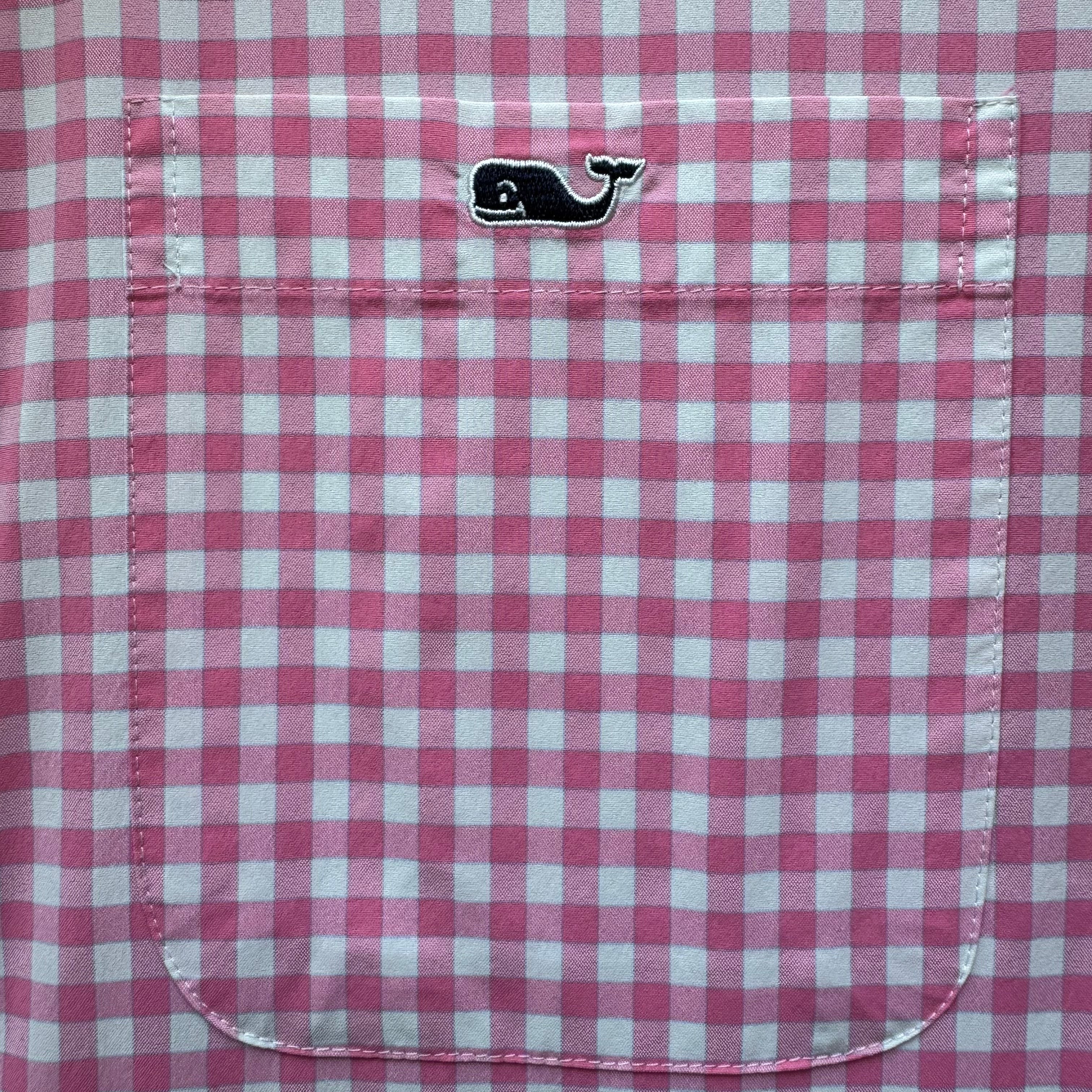 Vineyard Vines Performance Button Down, Pink/White Mens Size M
