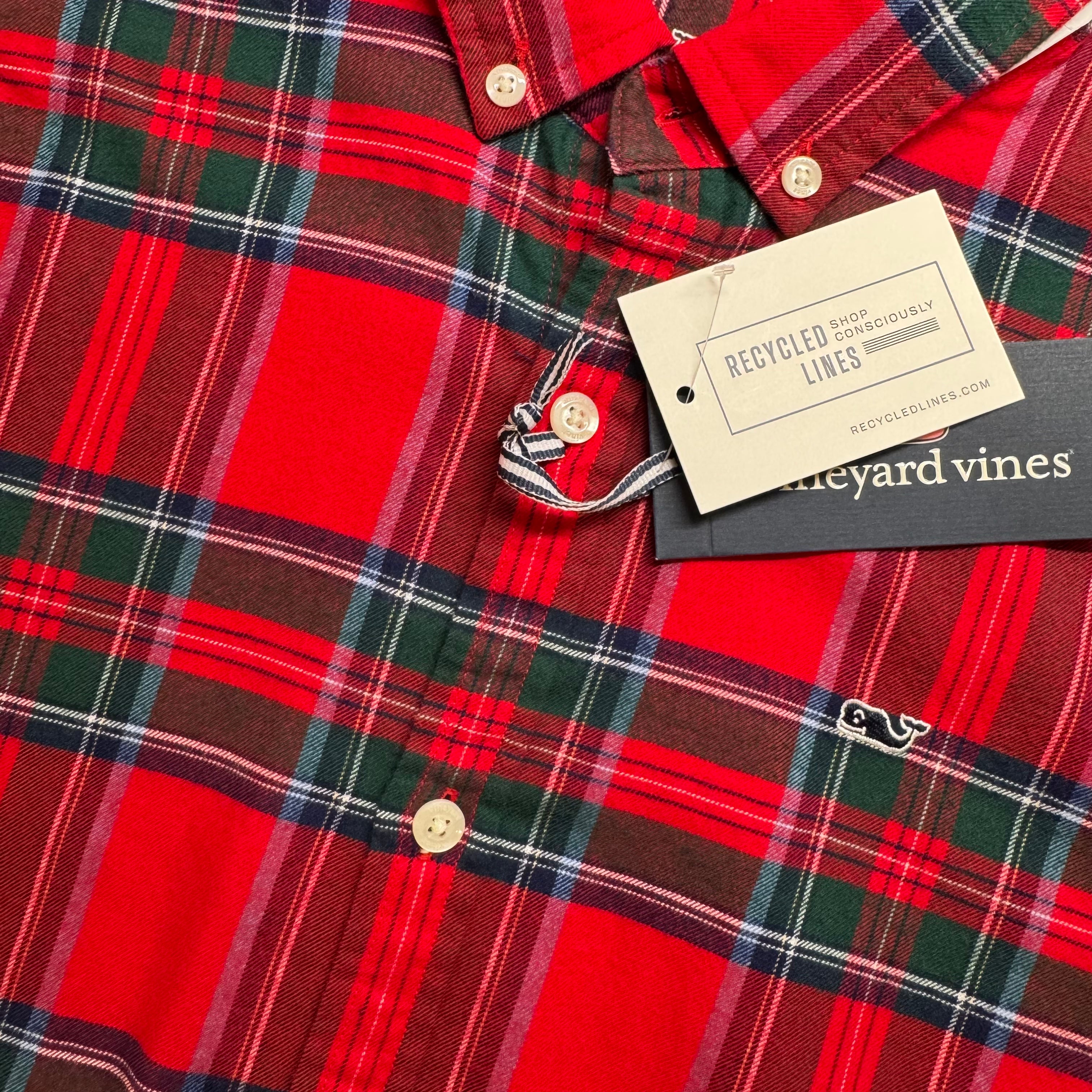 Vineyard Vines NWT Flannel Shirt, Red Tartan Boys Size L (16) in new with tags — Recycled Lines, Fairfield CT | Premium Sustainable Consignment