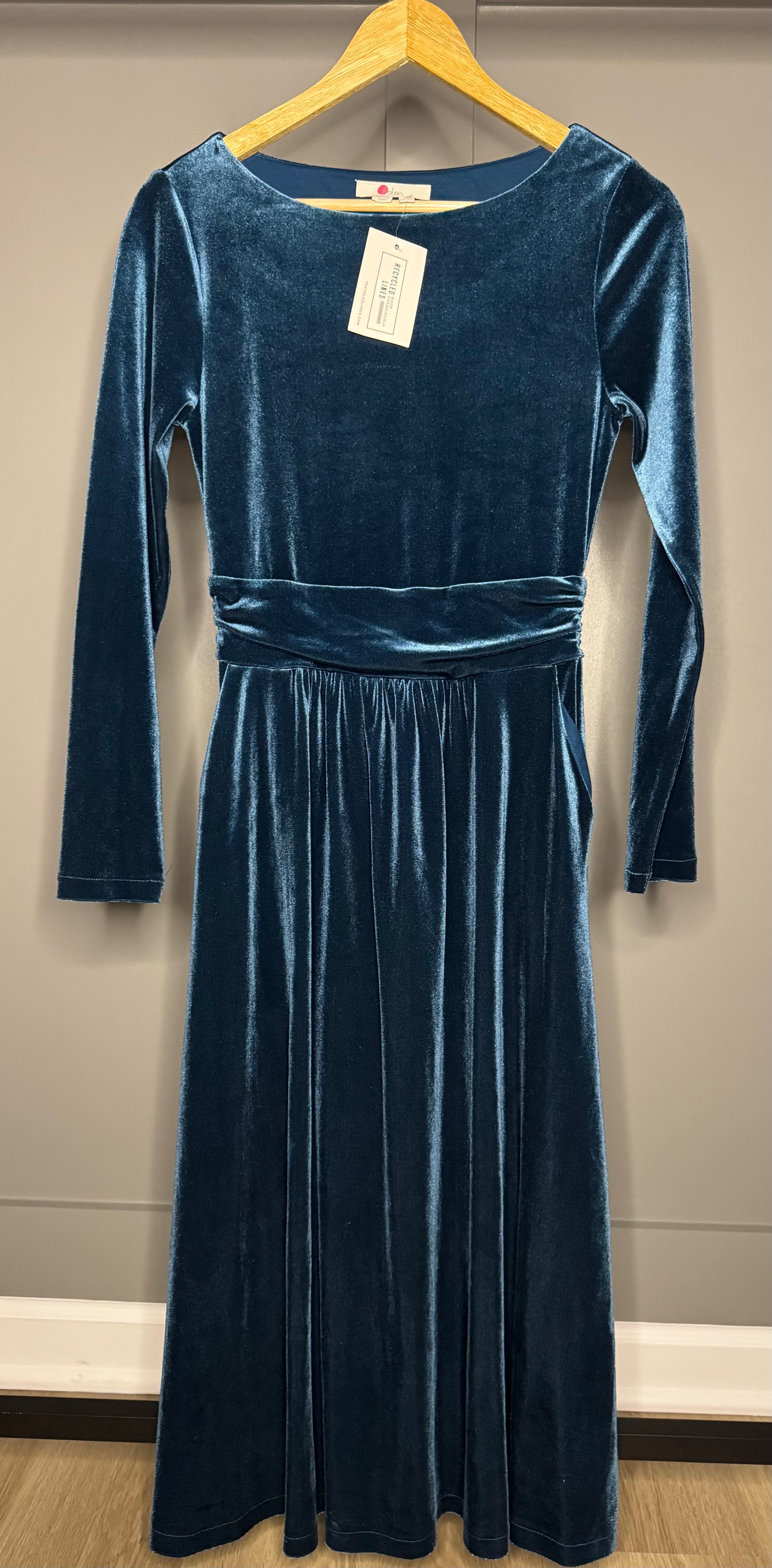 Boden Thea Velvet Jersey Midi Dress, Emerald Womens Size 4R