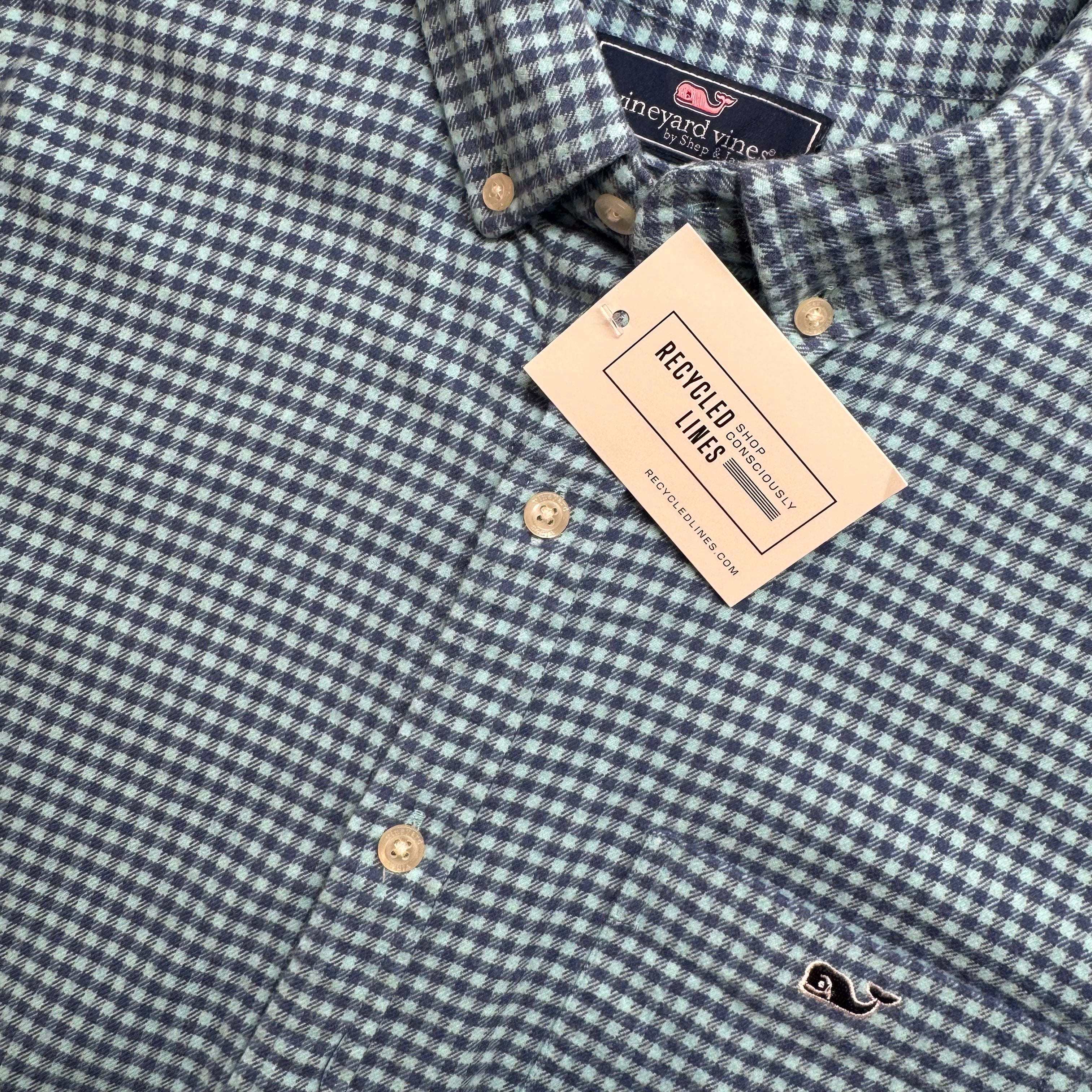Vineyard Vines Flannel Button Down, Blue/Navy Mens Size S in excellent condition — Recycled Lines, Fairfield CT | Premium Sustainable Consignment