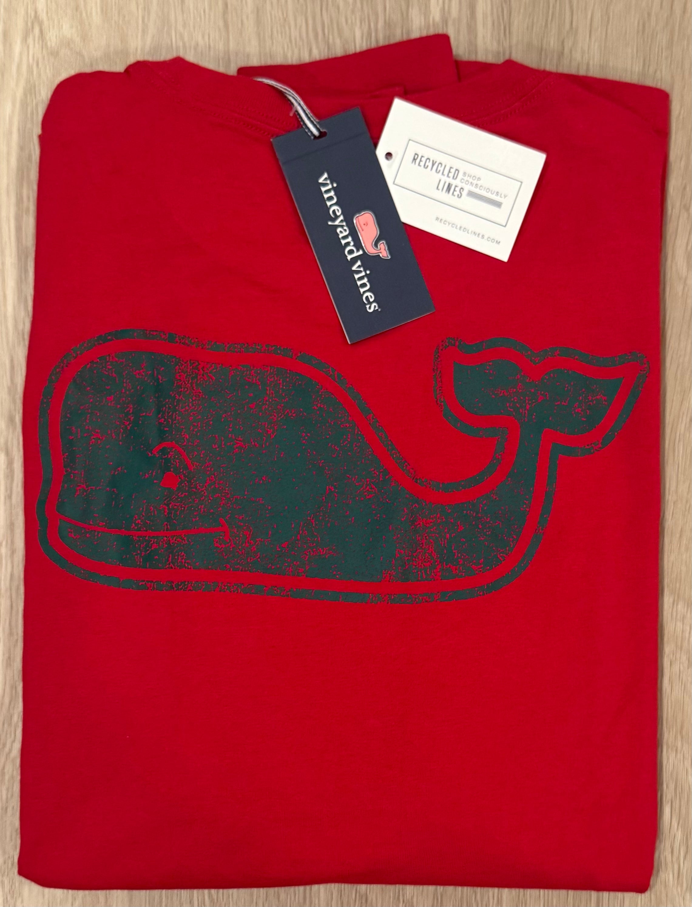 Vineyard Vines NWT Whale Tee, Red/Green Mens Size XL