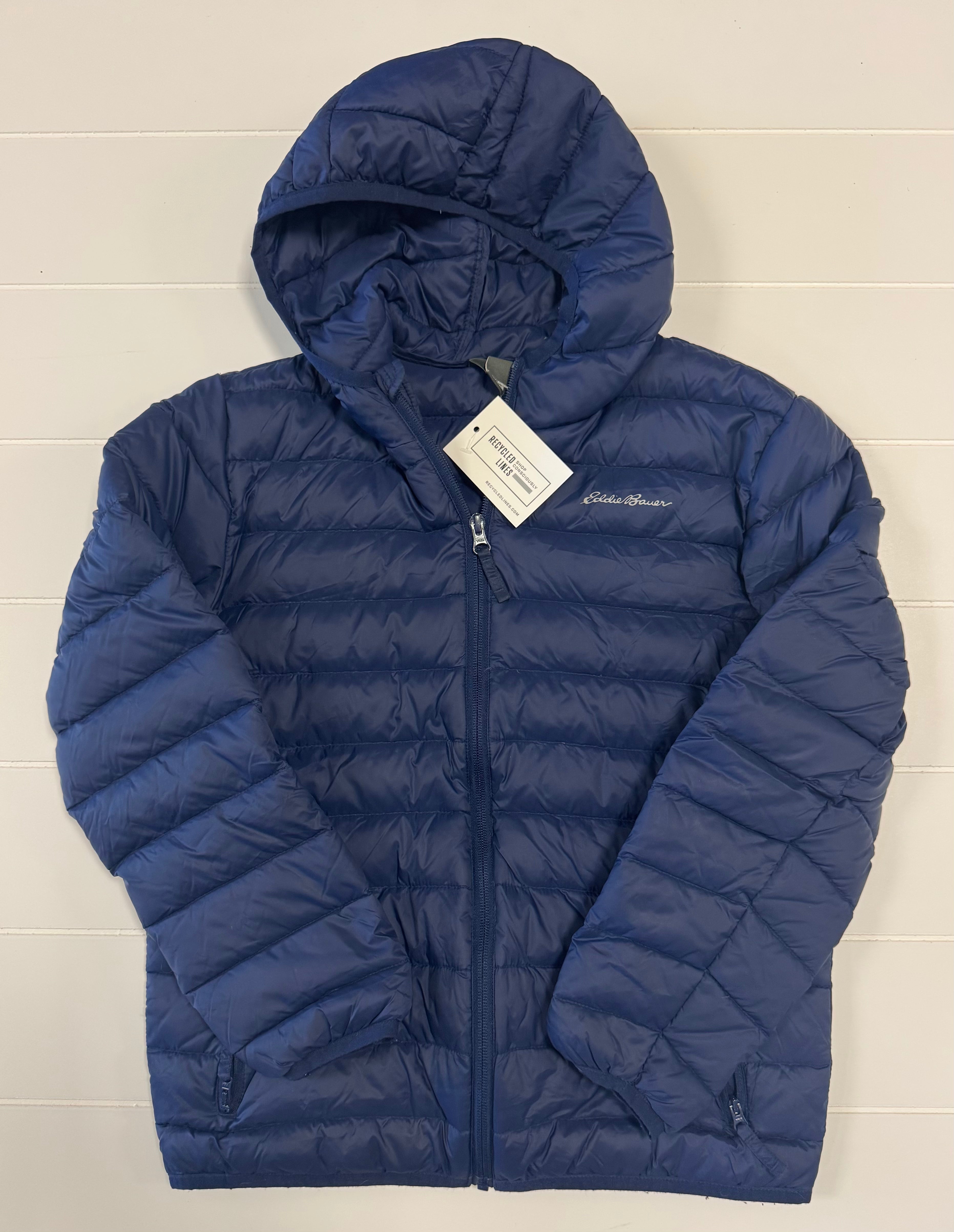 Eddie Bauer Hooded Puffer Jacket, Navy Boys Size M (10/12) in excellent condition — Recycled Lines, Fairfield CT | Premium Sustainable Consignment