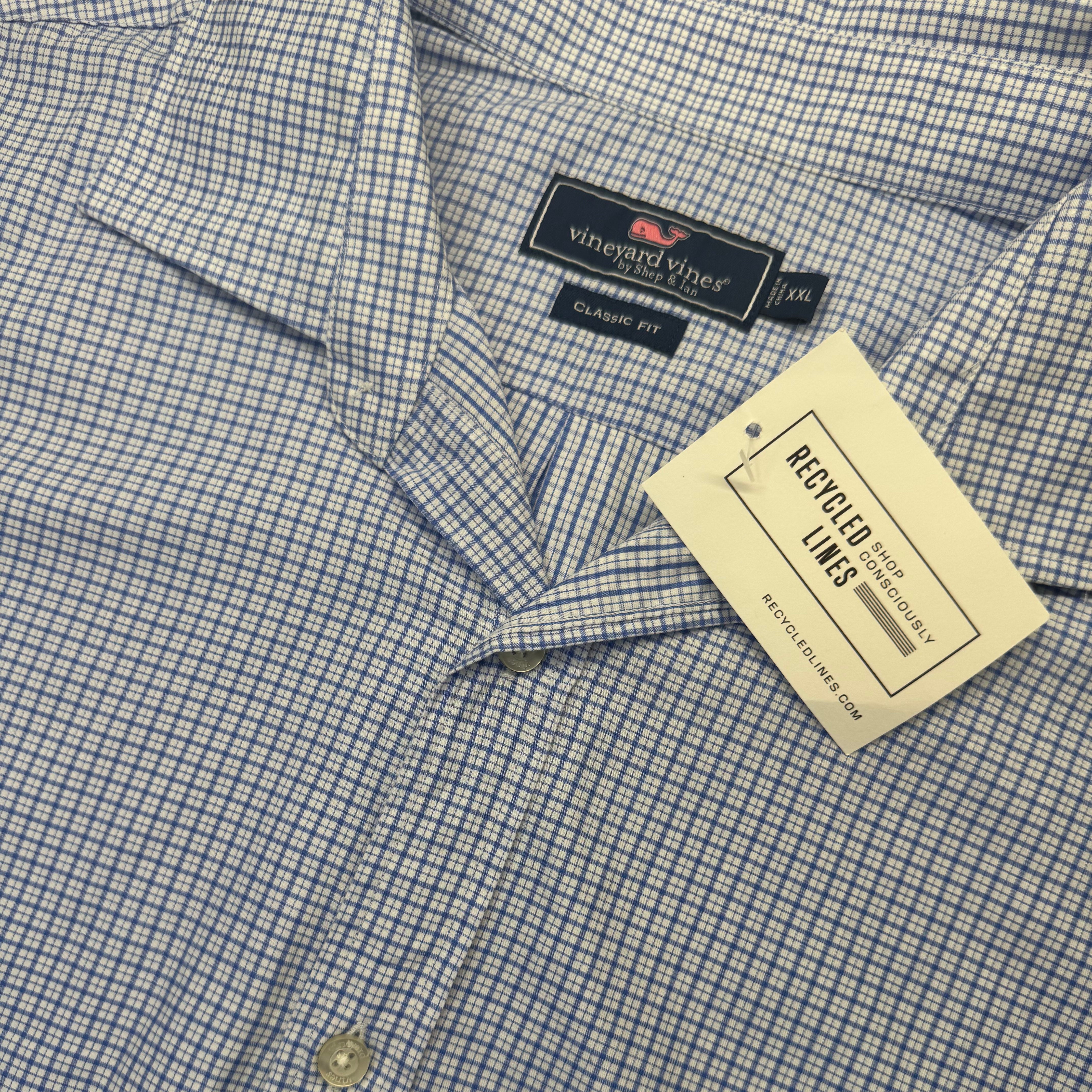 Vineyard Vines Button Down, Blue/White Mens Size XXL