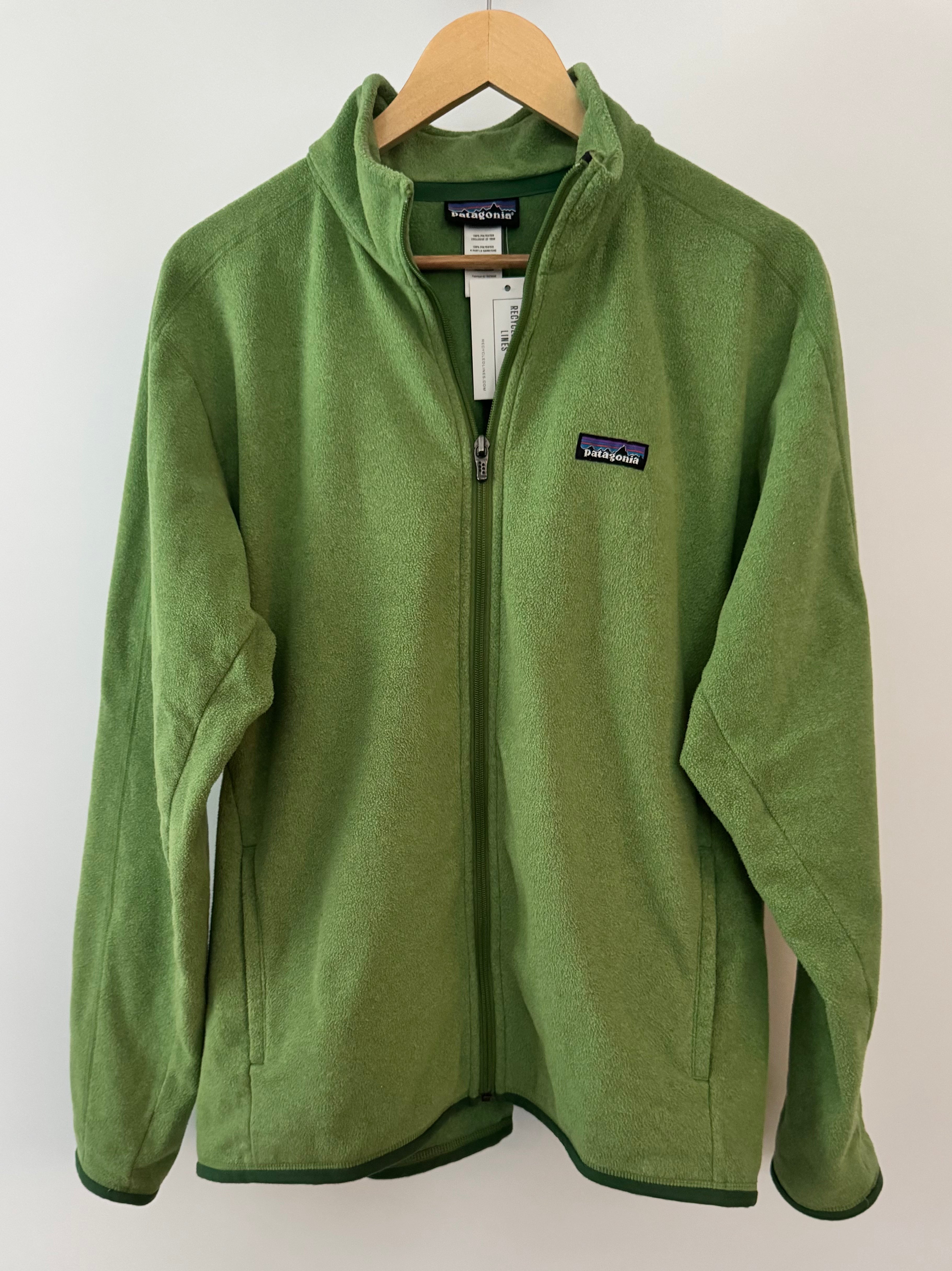 Patagonia Fleece Full Zip Jacket, Green Mens Size L