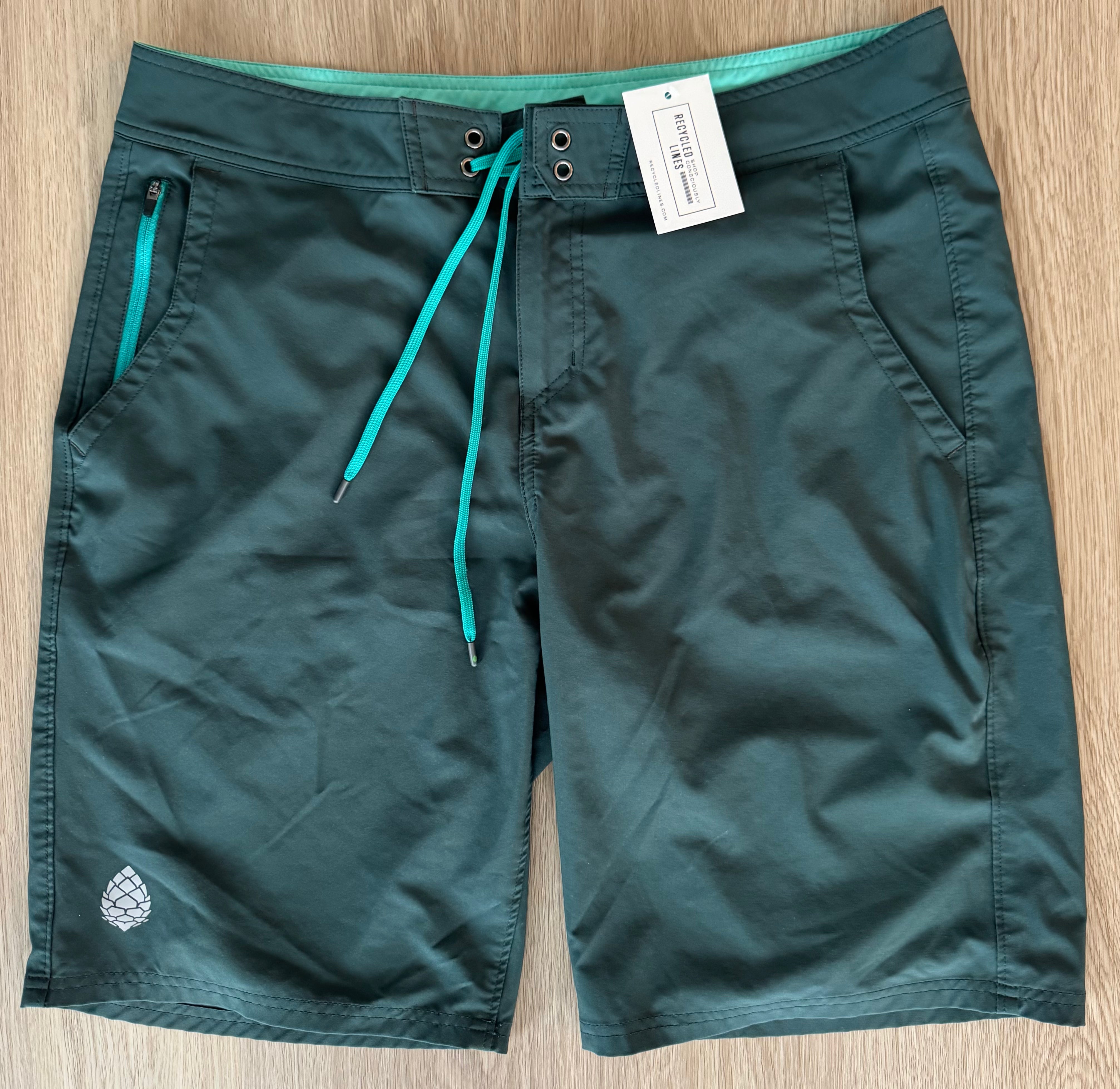 Stio Board Shorts, Dark Green Mens Size 36