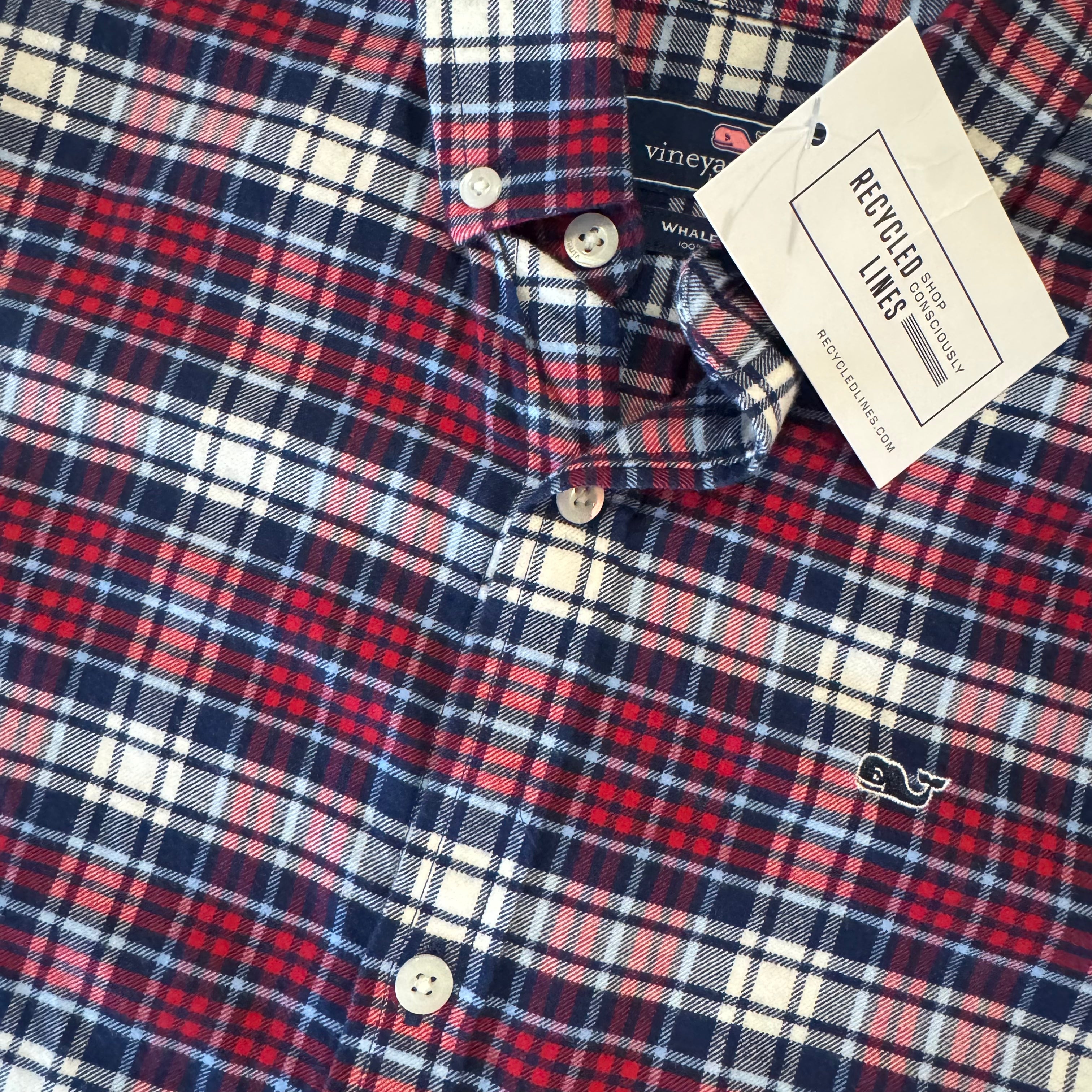 Vineyard Vines Flannel Shirt, RWB Boys Size S (8/10)