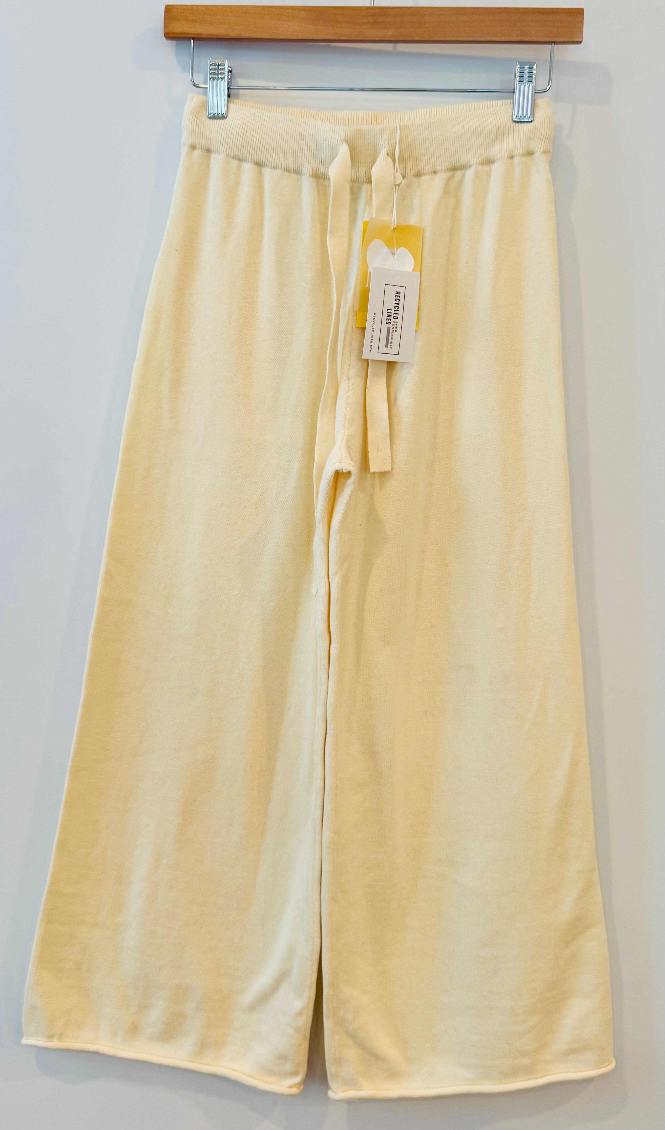 Kerri Rosenthal NWT Cropped Barb Lounge Pant, Oatmilk Womens Size XS