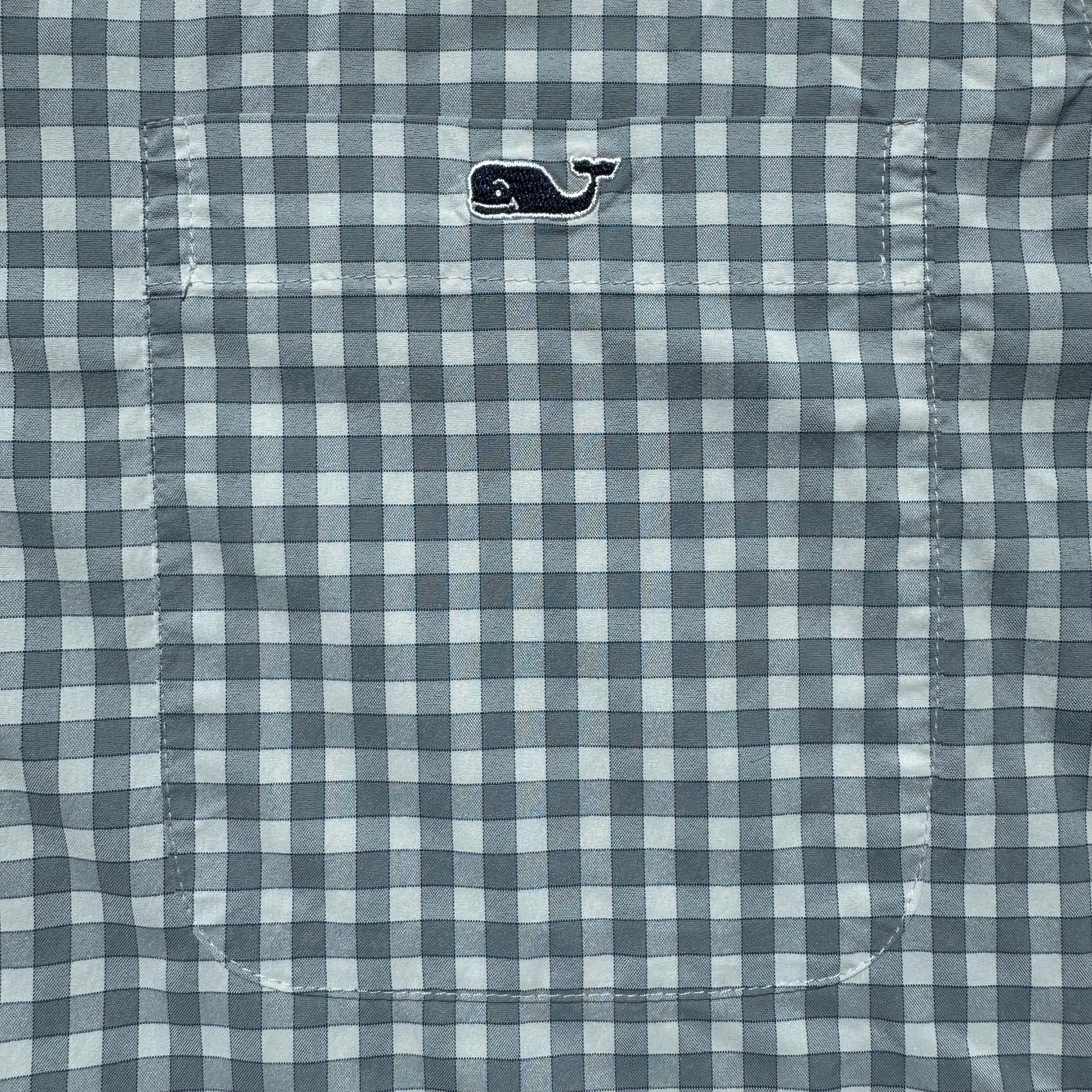 Vineyard Vines Performance Button Down, Gray/White Mens Size M