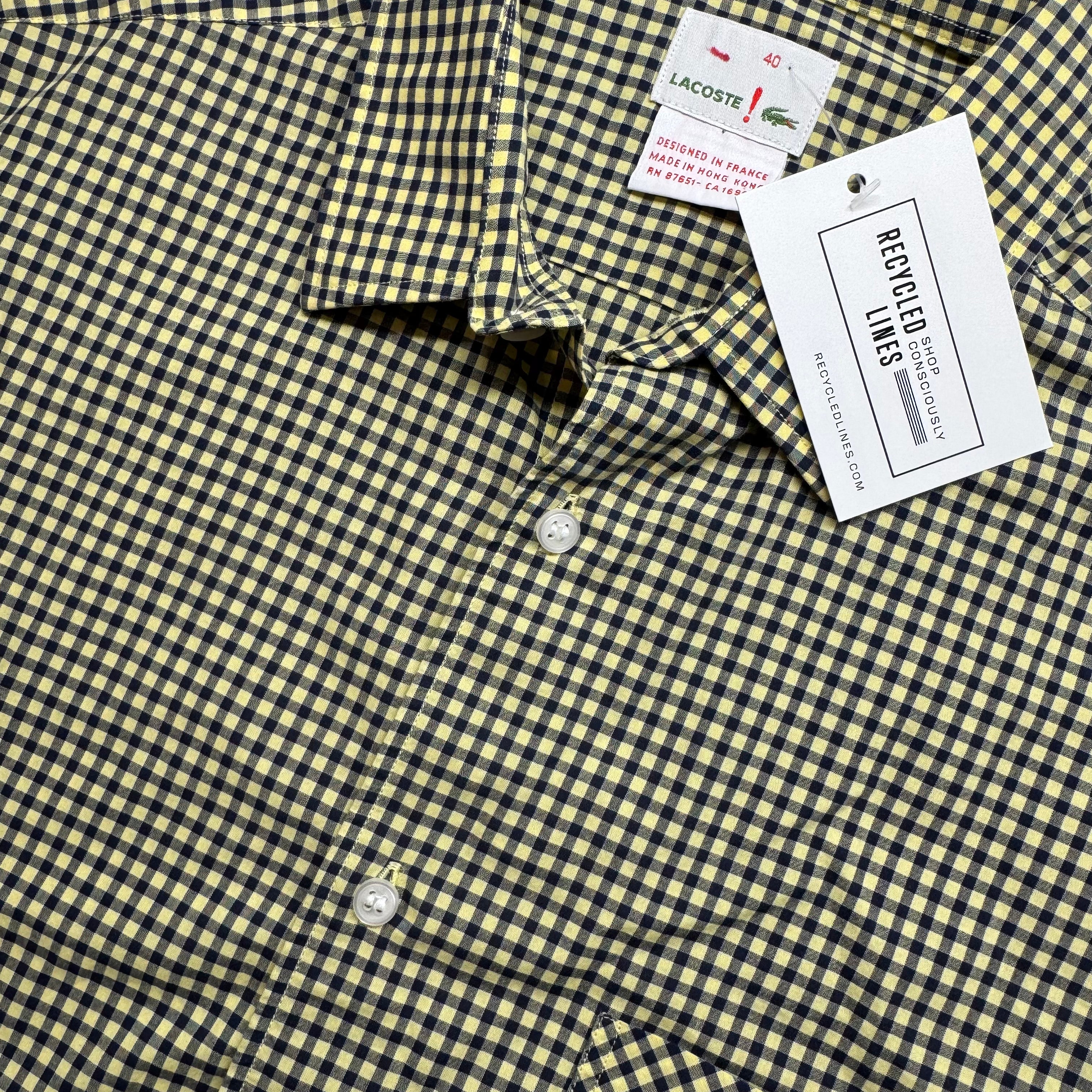 Lacoste Button Down, Yellow/Navy Mens Size 40 (M) in excellent condition — Recycled Lines, Fairfield CT | Premium Sustainable Consignment