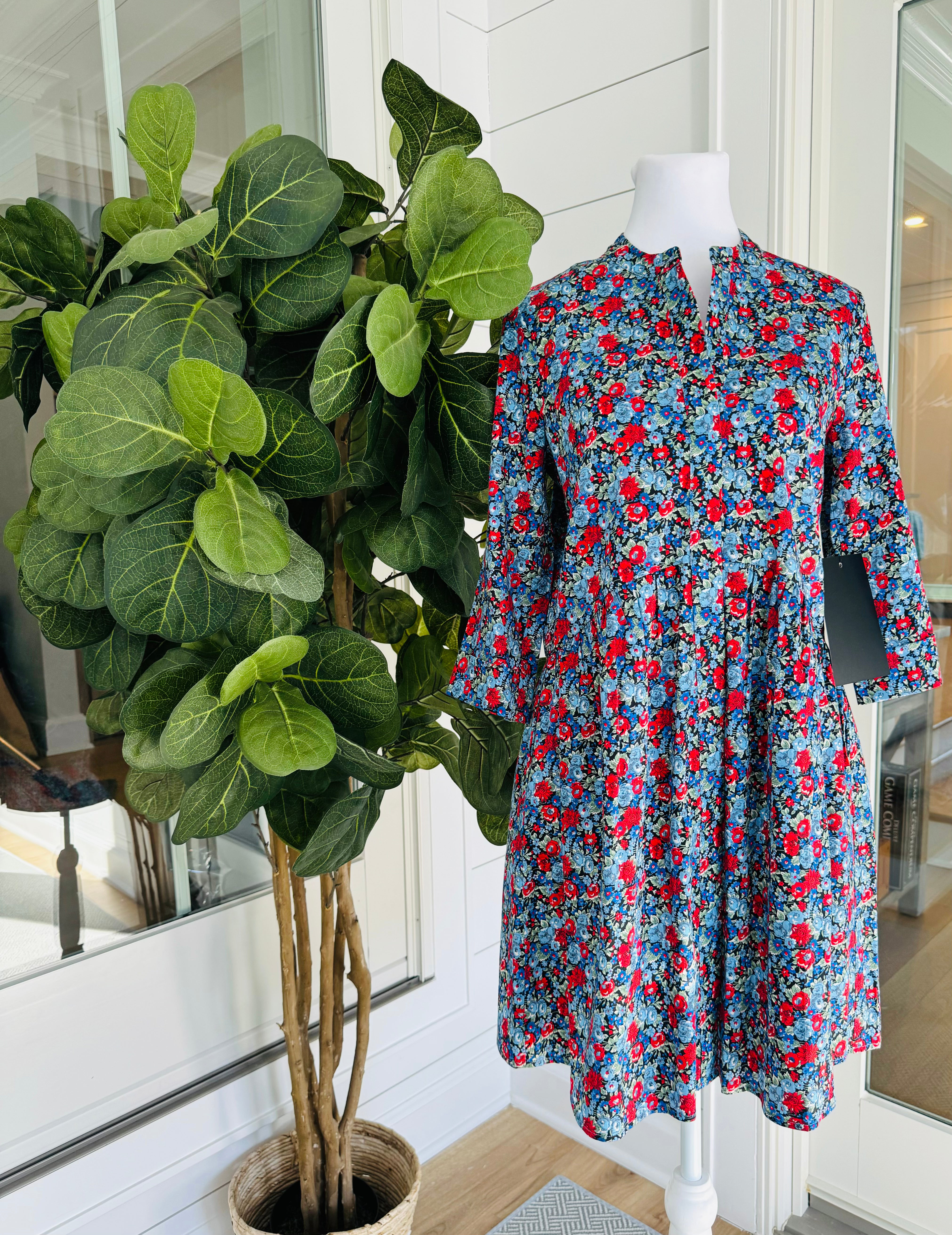 Tuckernuck NWT Royal Shirt Dress, Queens Garden Floral Womens Size XS