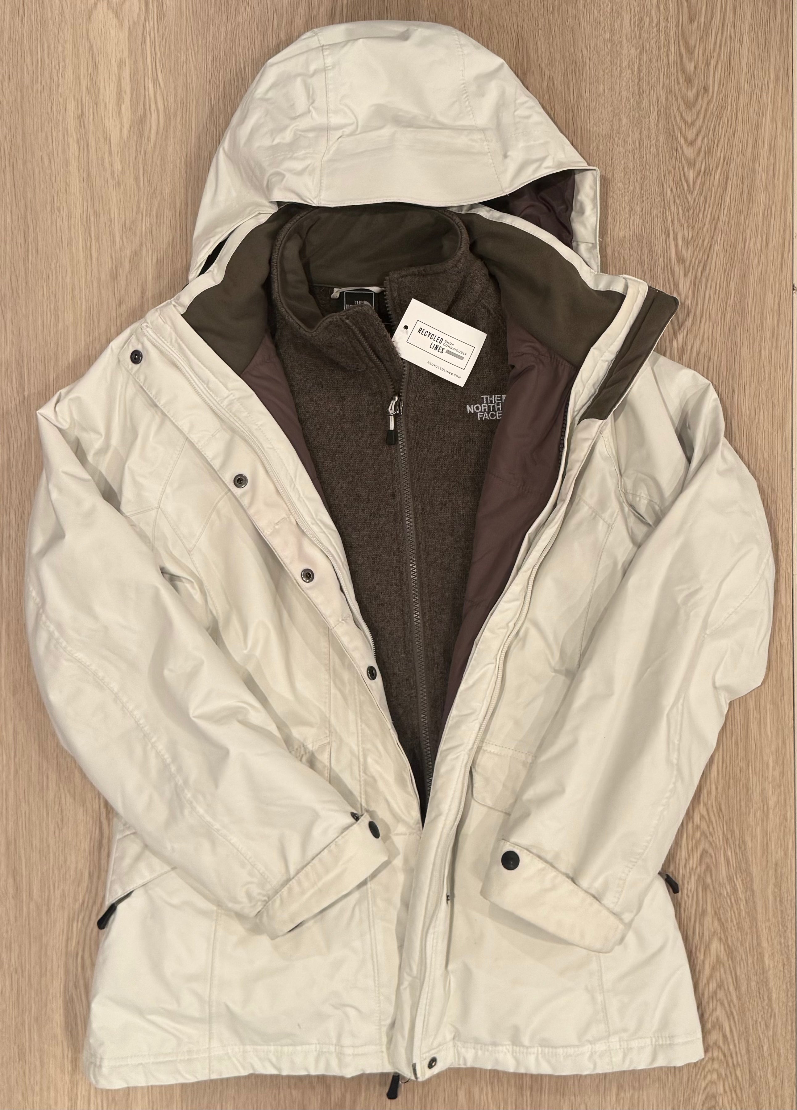 The North Face Ski Jacket with Fleece Jacket, Cream/Taupe Womens Size M