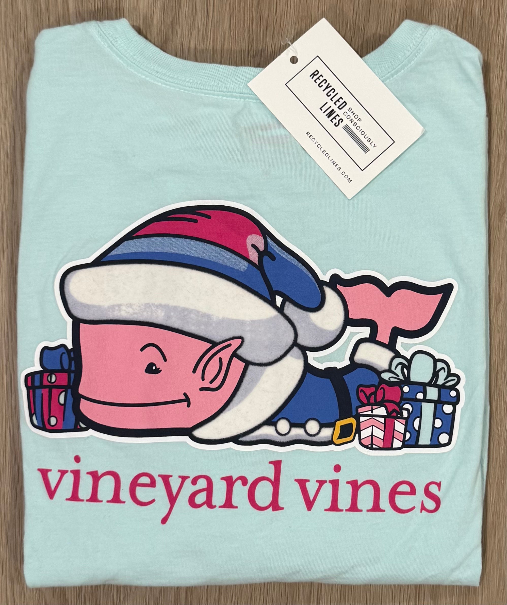 Vineyard Vines Elf Holiday Shirt, Mint Girls Size M (10/12)