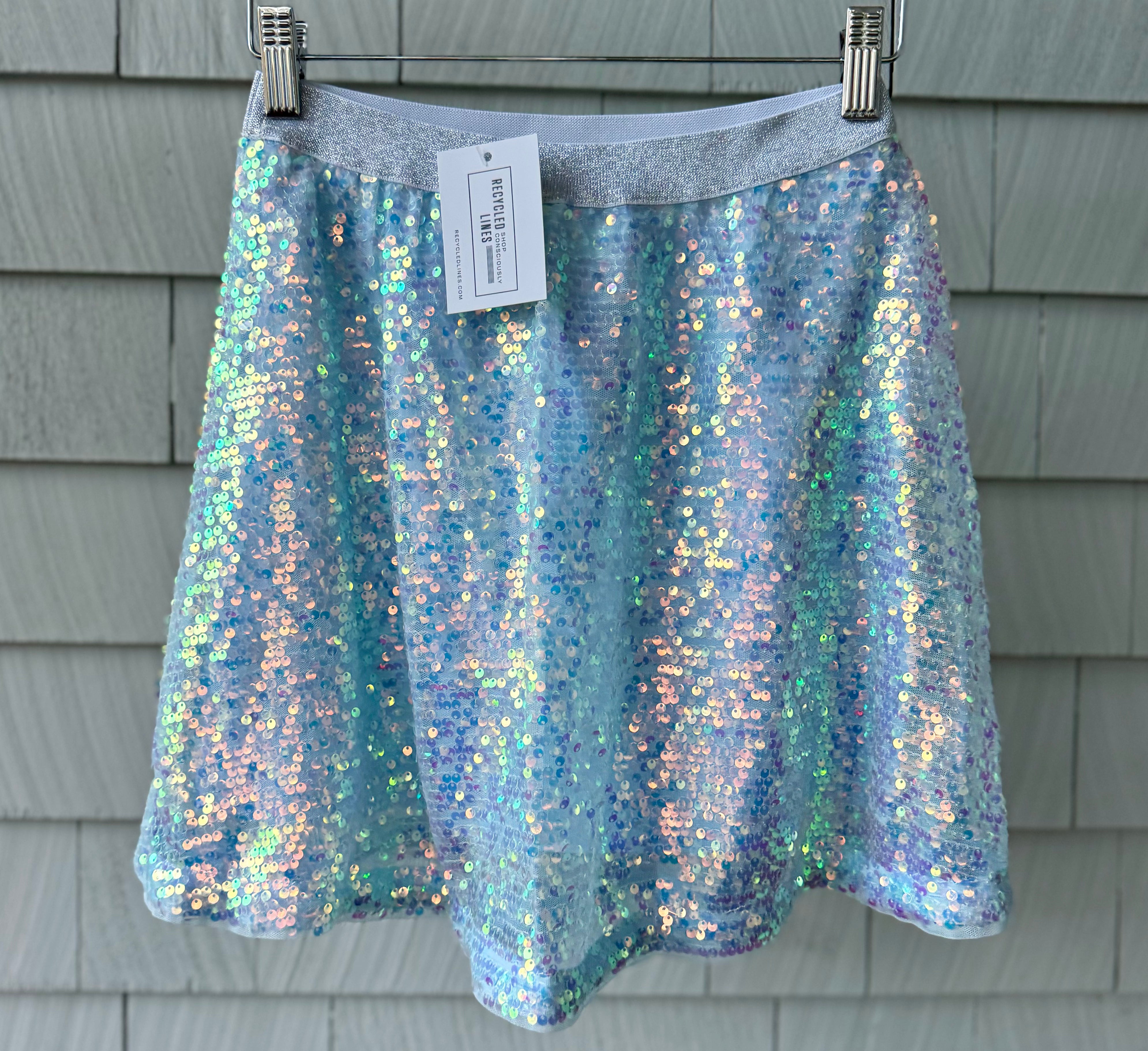 Crewcuts Sequin Skirt, Light Blue Girls Size 10