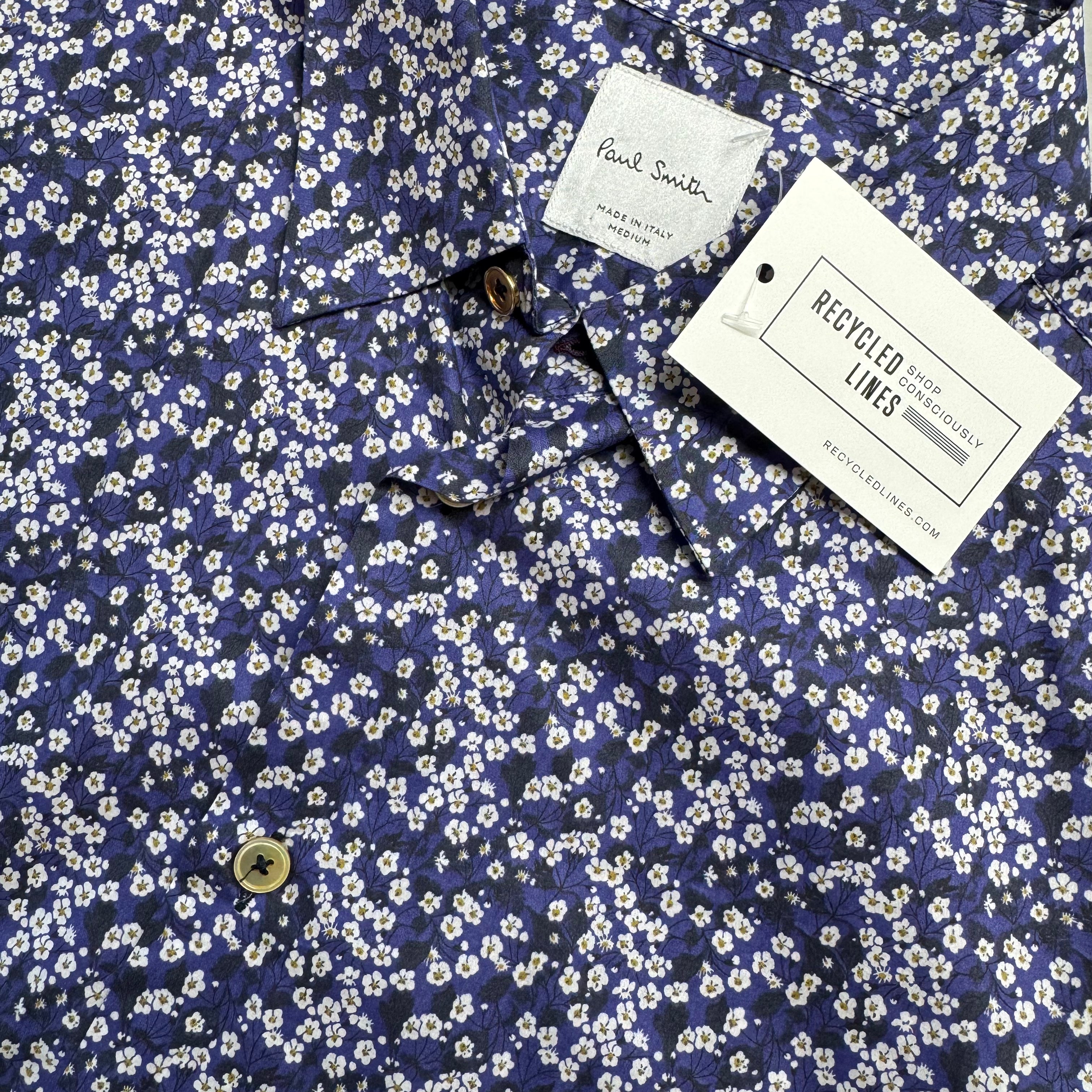 Paul Smith Floral Button Down, Blue Mens Size M in excellent condition — Recycled Lines, Fairfield CT | Premium Sustainable Consignment
