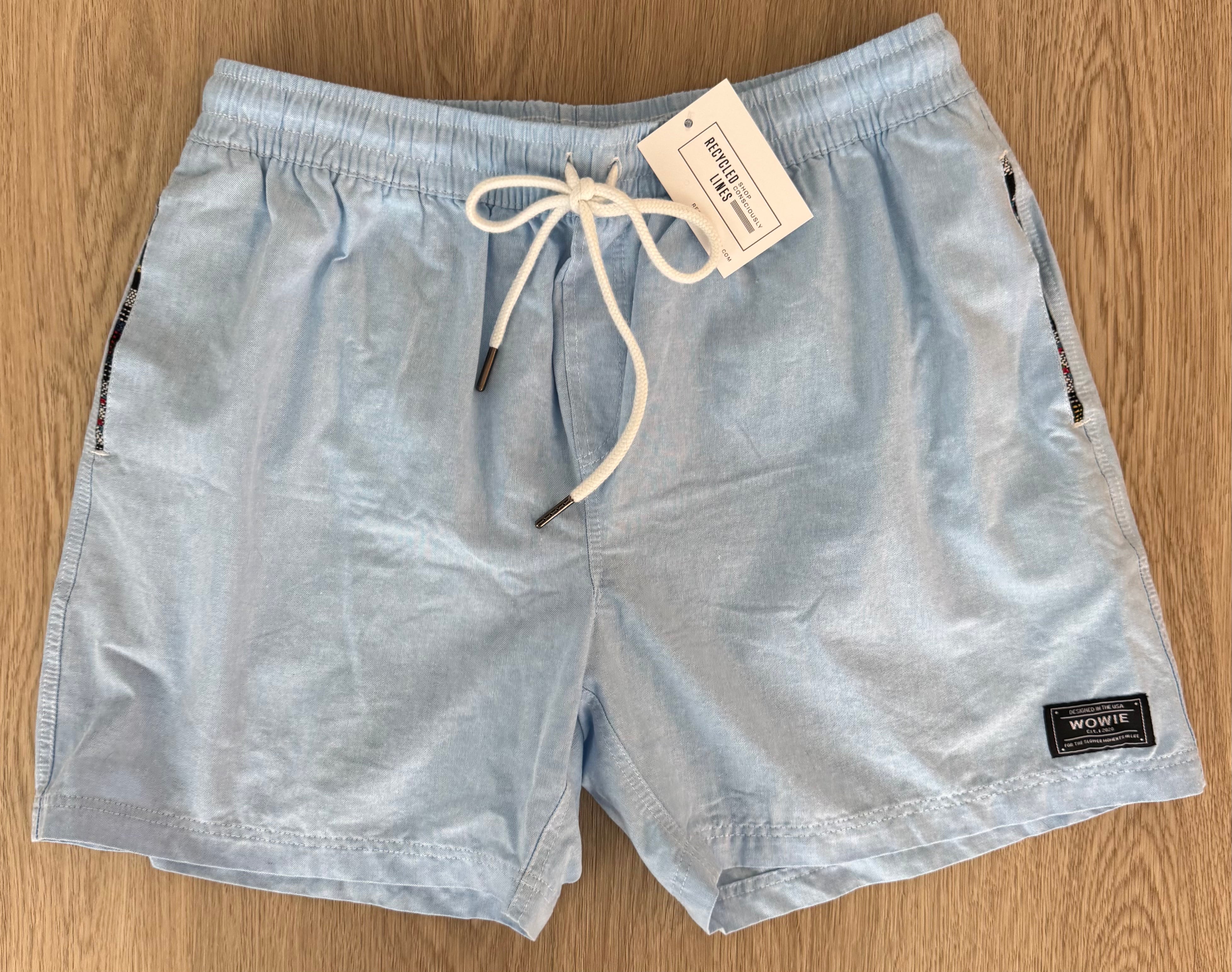 Wowie Casual Drawstring Shorts, Light Blue Mens Size L