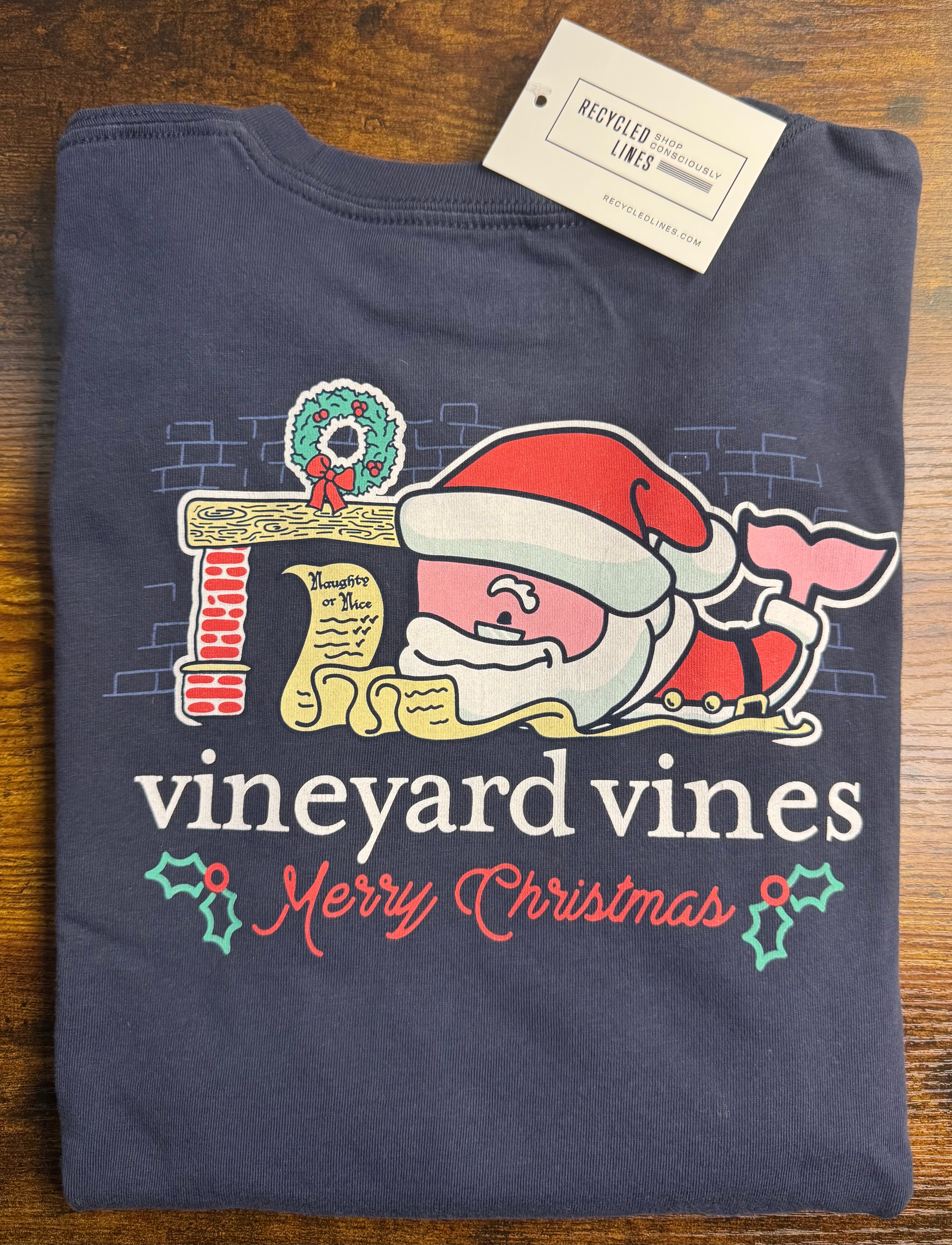 Vineyard Vines Long Sleeve Tee, Navy Christmas Boys Size XL in excellent condition — Recycled Lines, Fairfield CT | Premium Sustainable Consignment