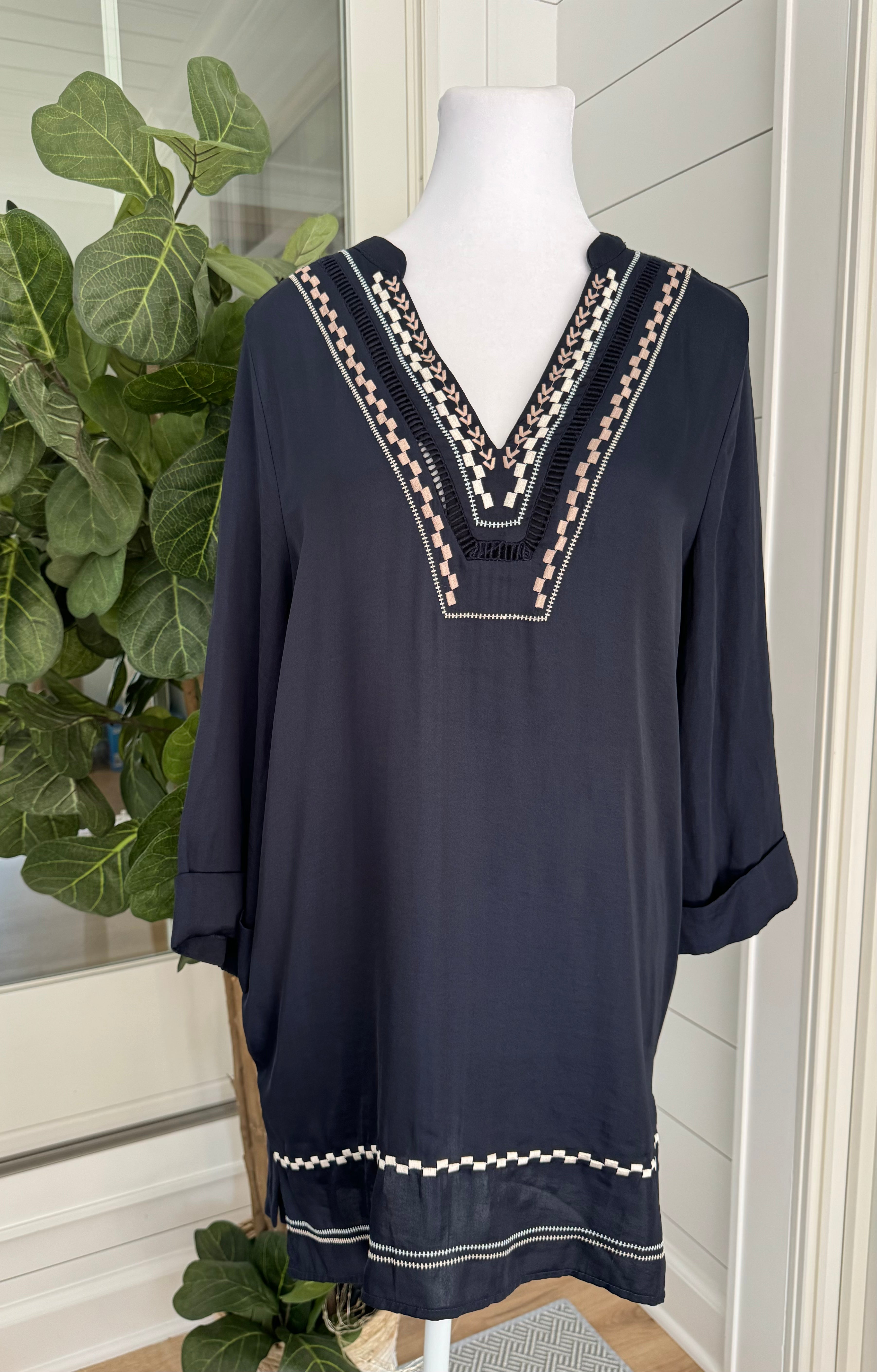 Anthropologie (Dolan) Geometric Tunic NWT, Black Womens Size M