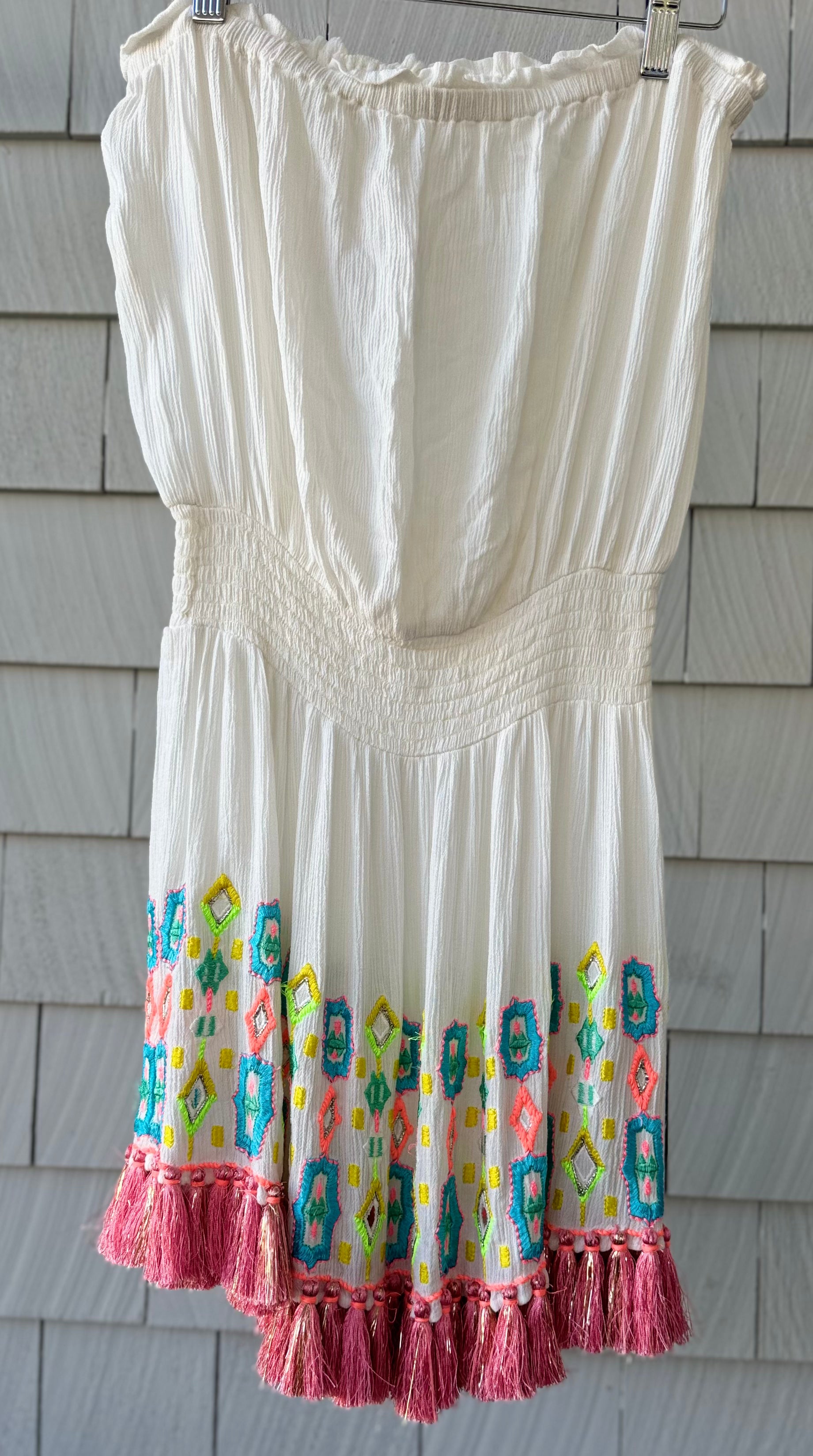 Ramy Brook Embroidered Strapless Cover-Up, White Womens Size XS in excellent condition — Recycled Lines, Fairfield CT | Premium Sustainable Consignment