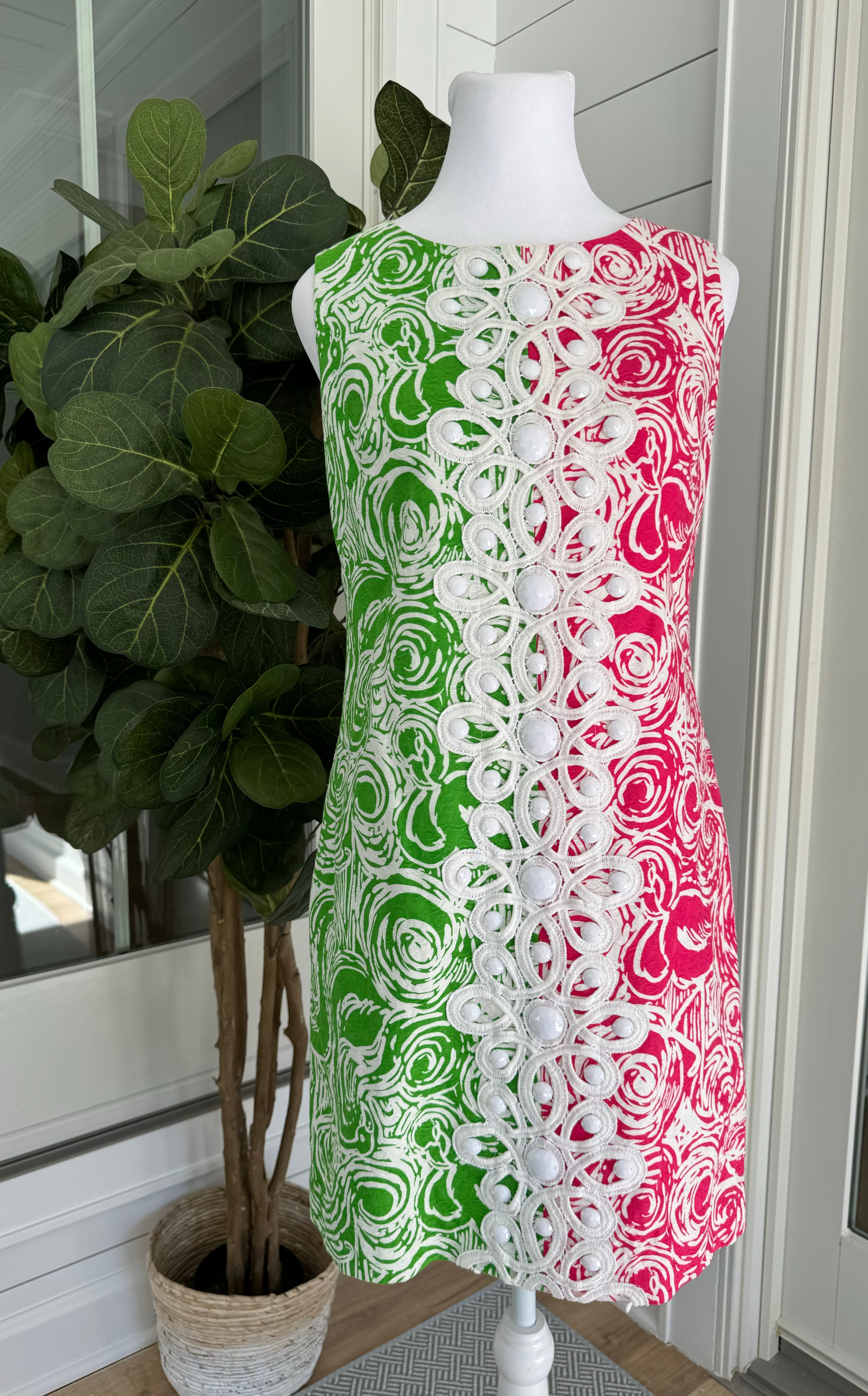 Lilly Pulitzer NWT Shift Dress, Green/Pink Womens Size 4