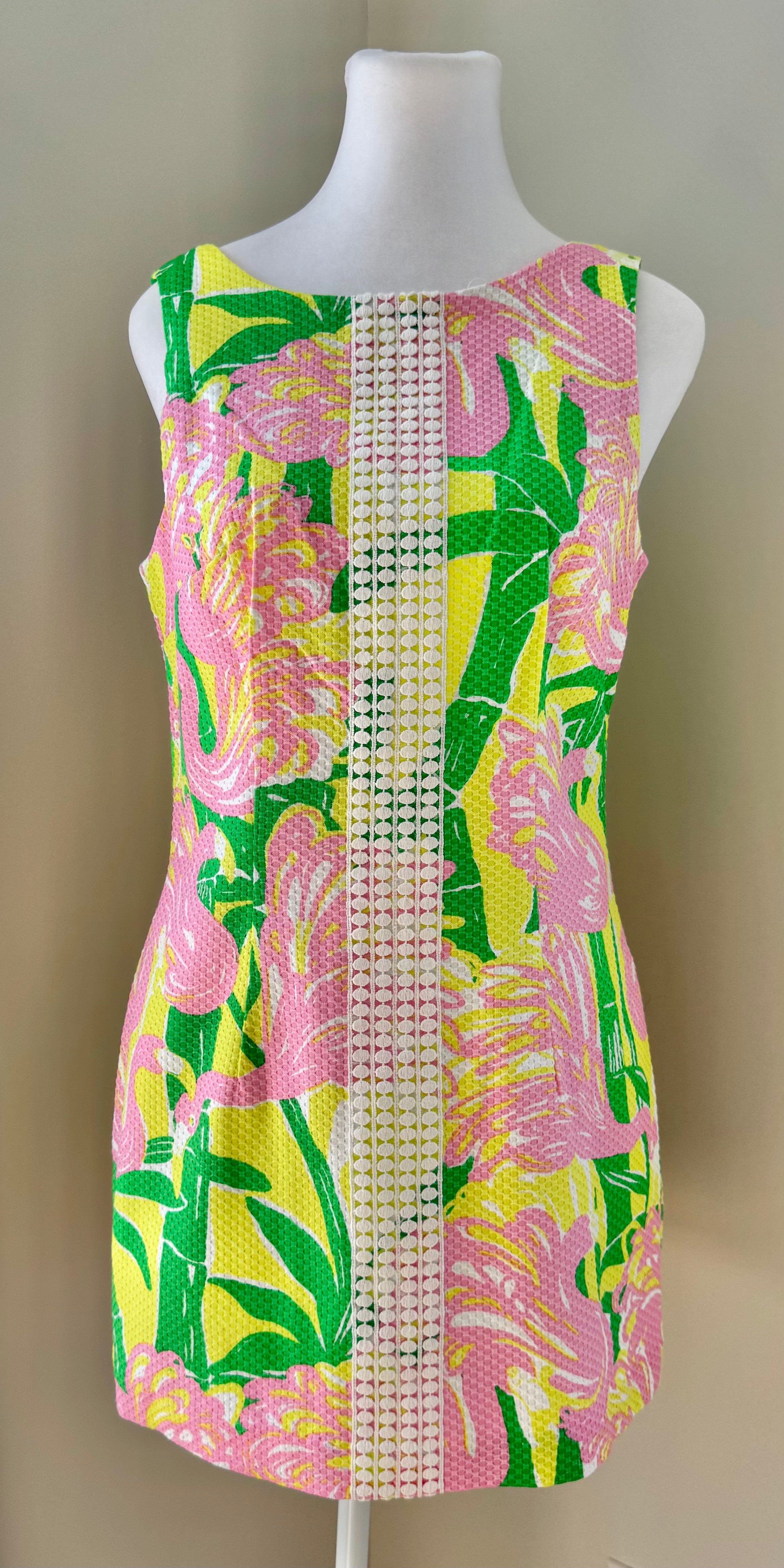 Lilly Pulitzer for Target Flamingo Dress, Yellow/Lime/Pink Womens Size 8 in excellent condition — Recycled Lines, Fairfield CT | Premium Sustainable Consignment