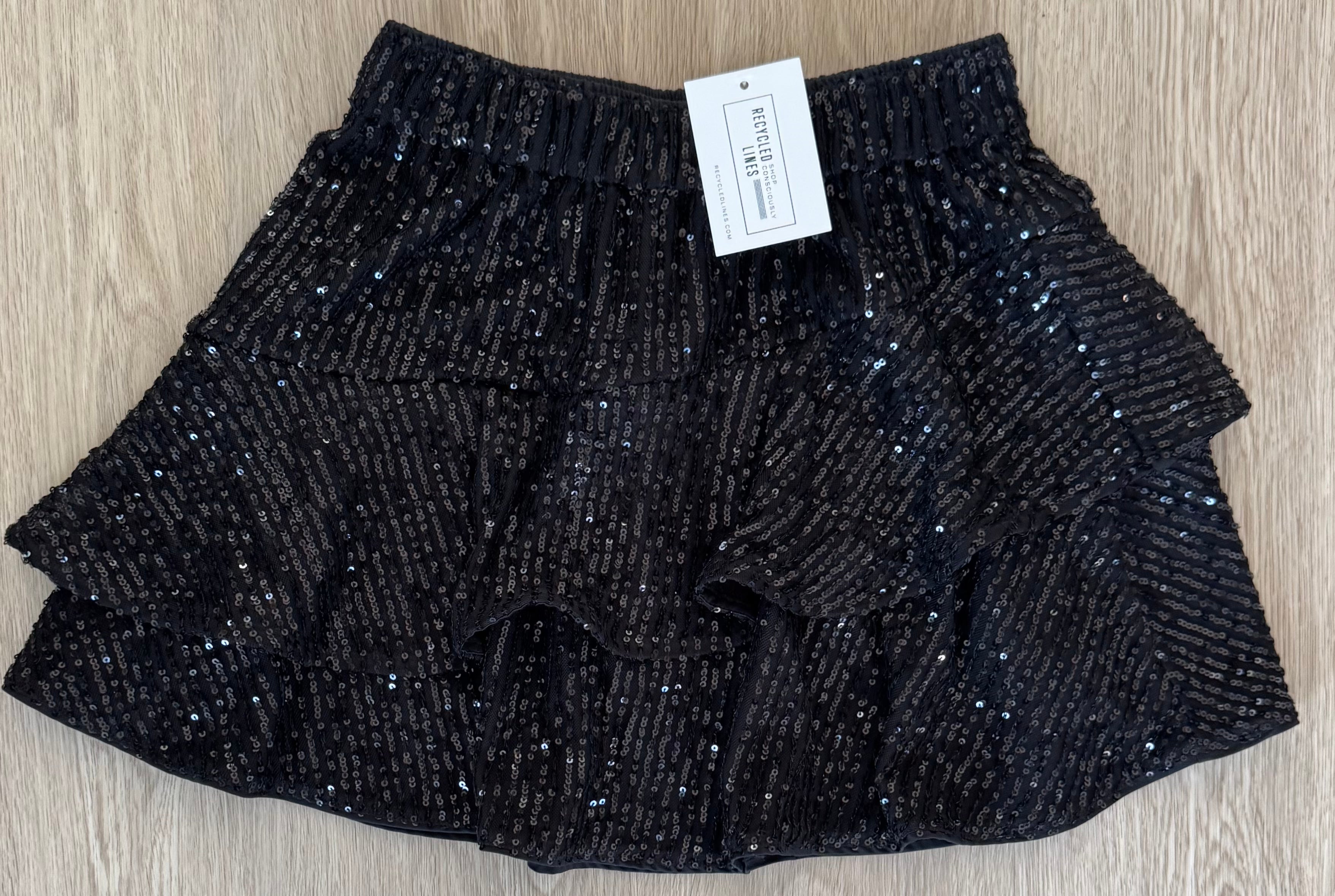 Abercrombie Kids Tiered Sequin Skirt, Black Girls Size 11/12
