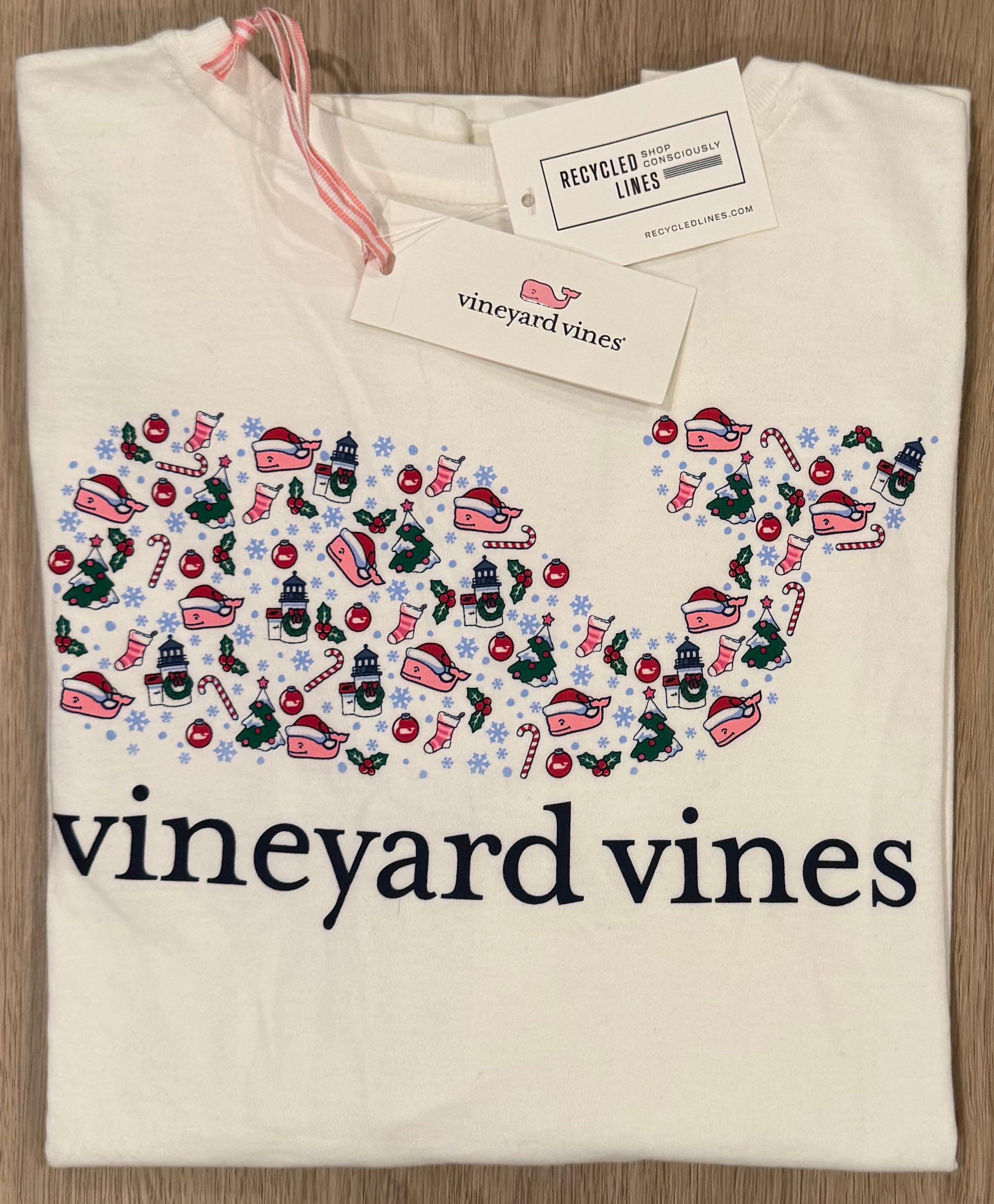 Vineyard Vines NWT Holiday Tee, White Womens Size S