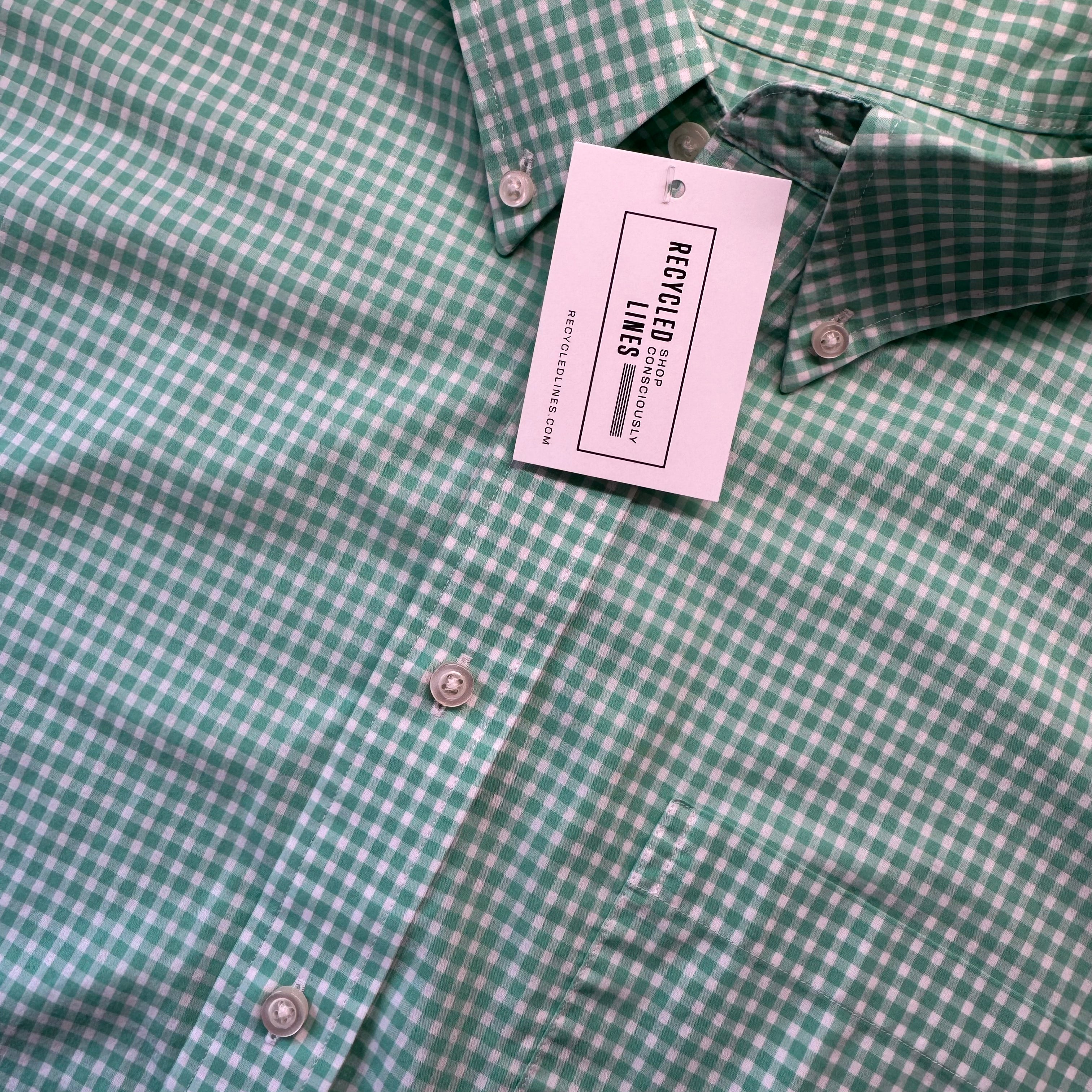Jos A. Bank Button Down, Green/White Mens Size L — Recycled Lines Premium Consignment