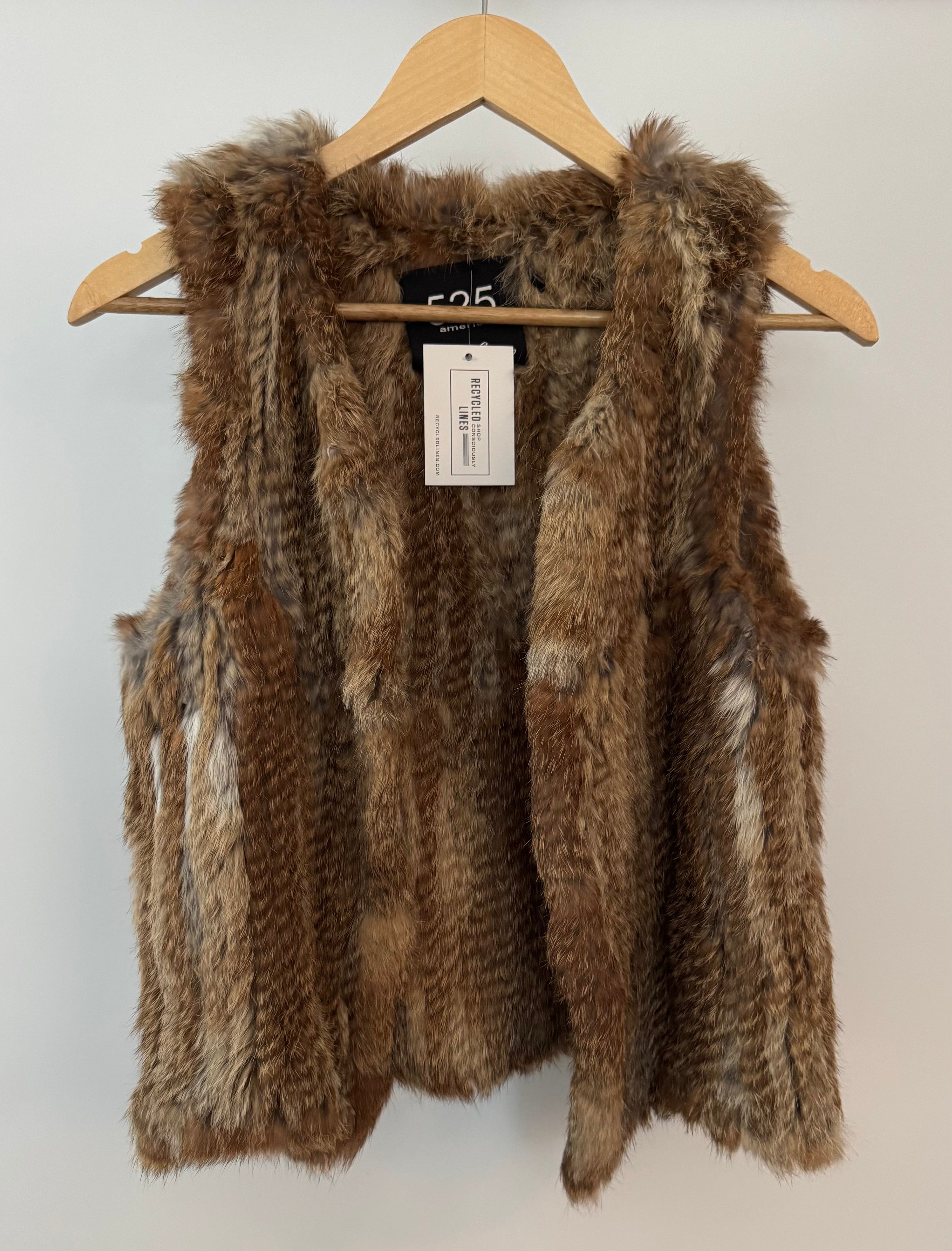 525 America Luxe Rabbit Fur Vest, Brown Womens