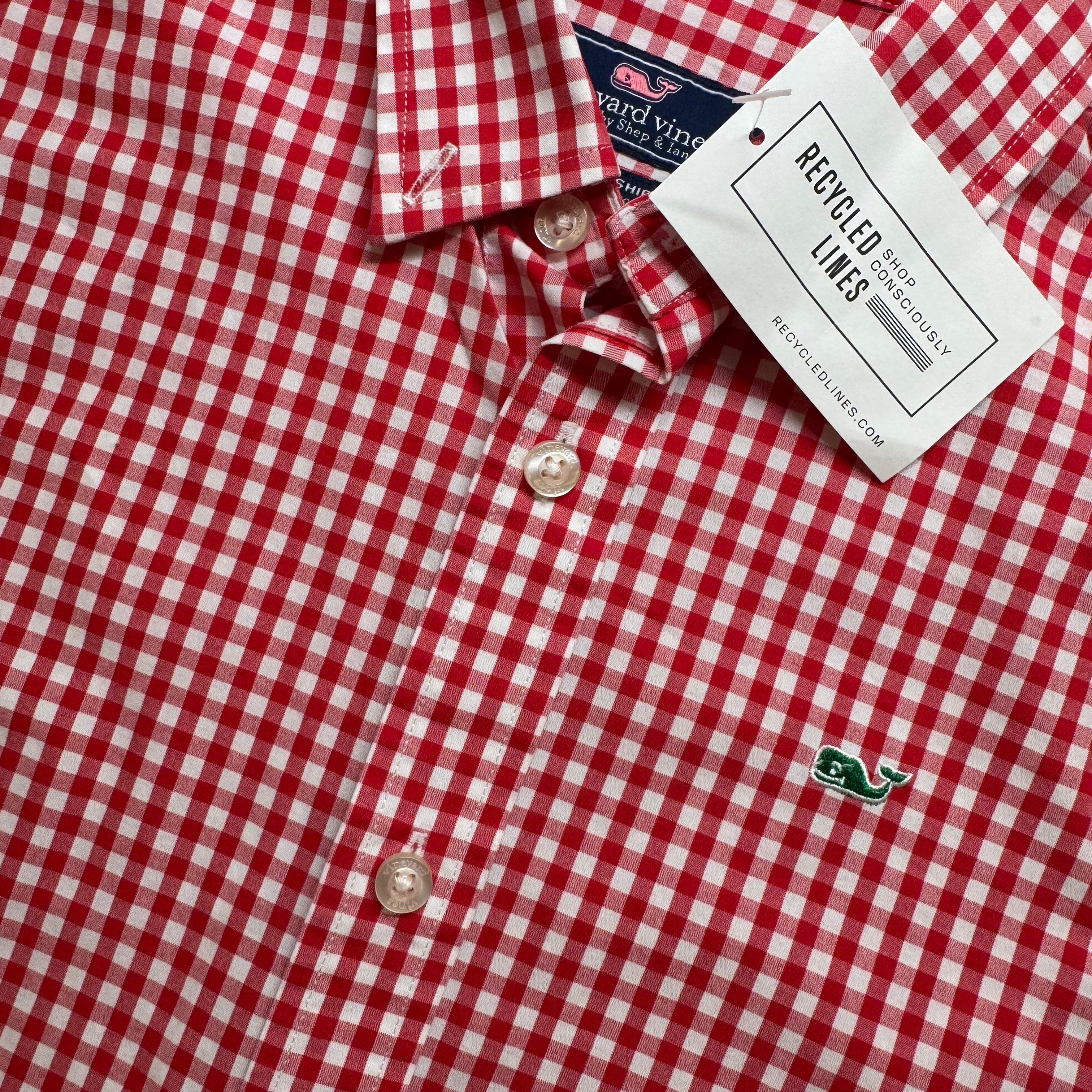 Vineyard Vines Button Down, Red Plaid Boys Size S in excellent condition — Recycled Lines, Fairfield CT | Premium Sustainable Consignment