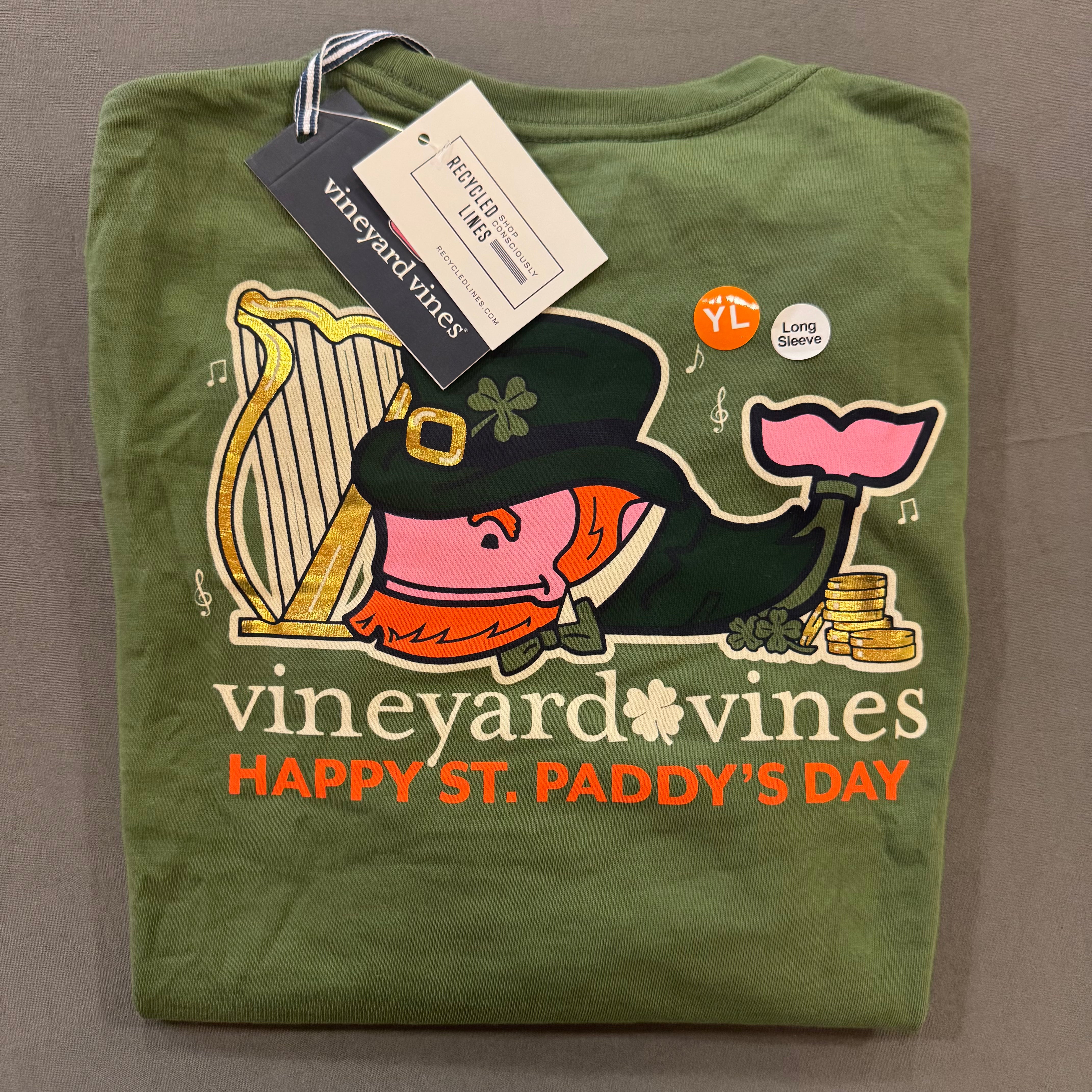 Vineyard Vines NWT Leprechaun Tee, Olive Boys Size L